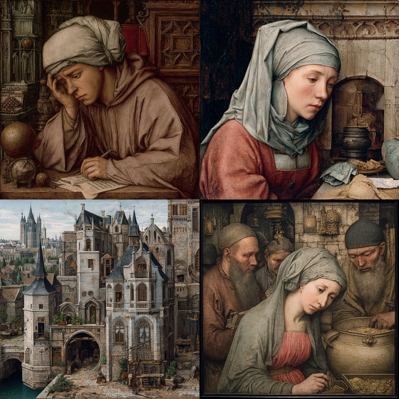 Robert Campin style, Midjourney V7, render 1 of 4