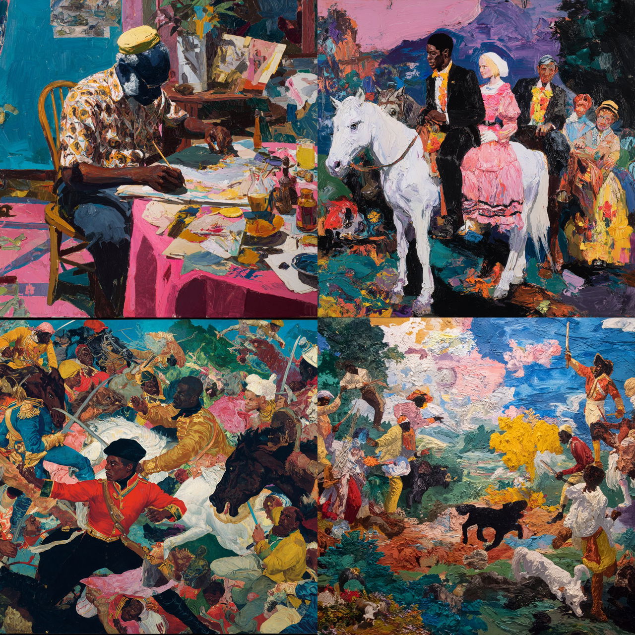 Robert Colescott style, Midjourney V7, render 1 of 4