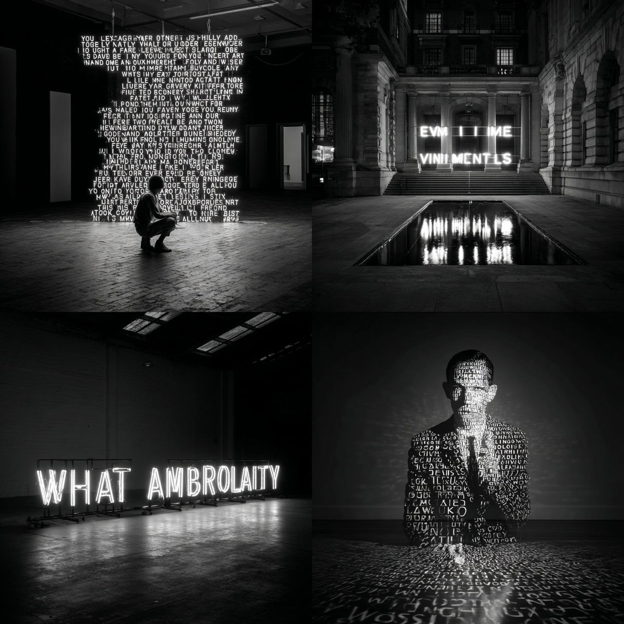 Robert Montgomery style, Midjourney V7, render 1 of 4