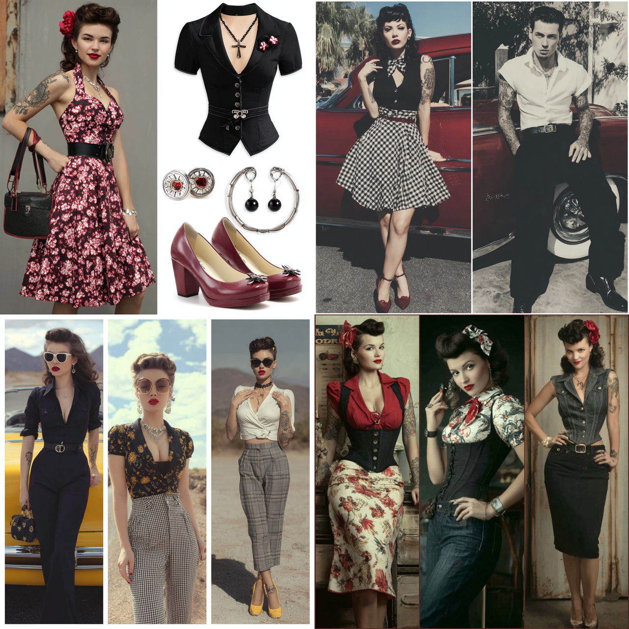 Rockabilly fashion style, Midjourney V7, render 1 of 4