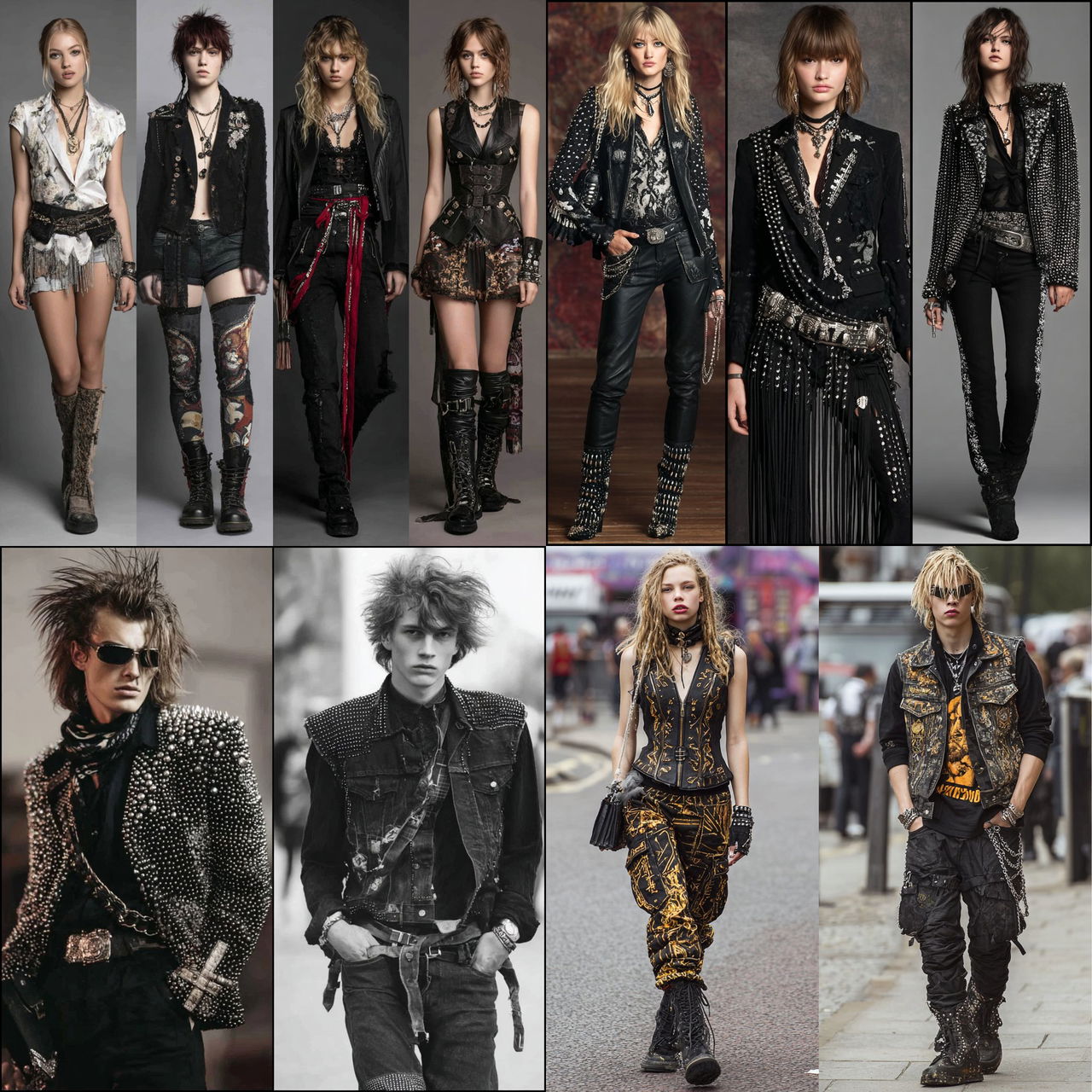 Rocker fashion style, Midjourney V7, render 1 of 4