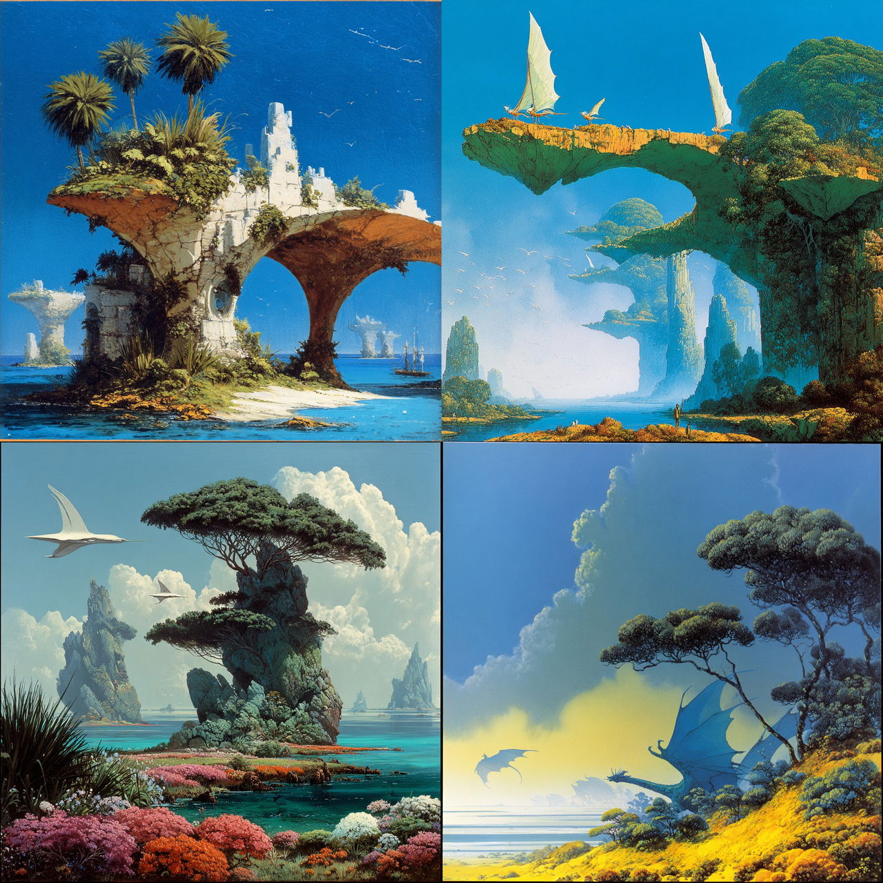 Roger Dean style, Midjourney V7, render 1 of 4