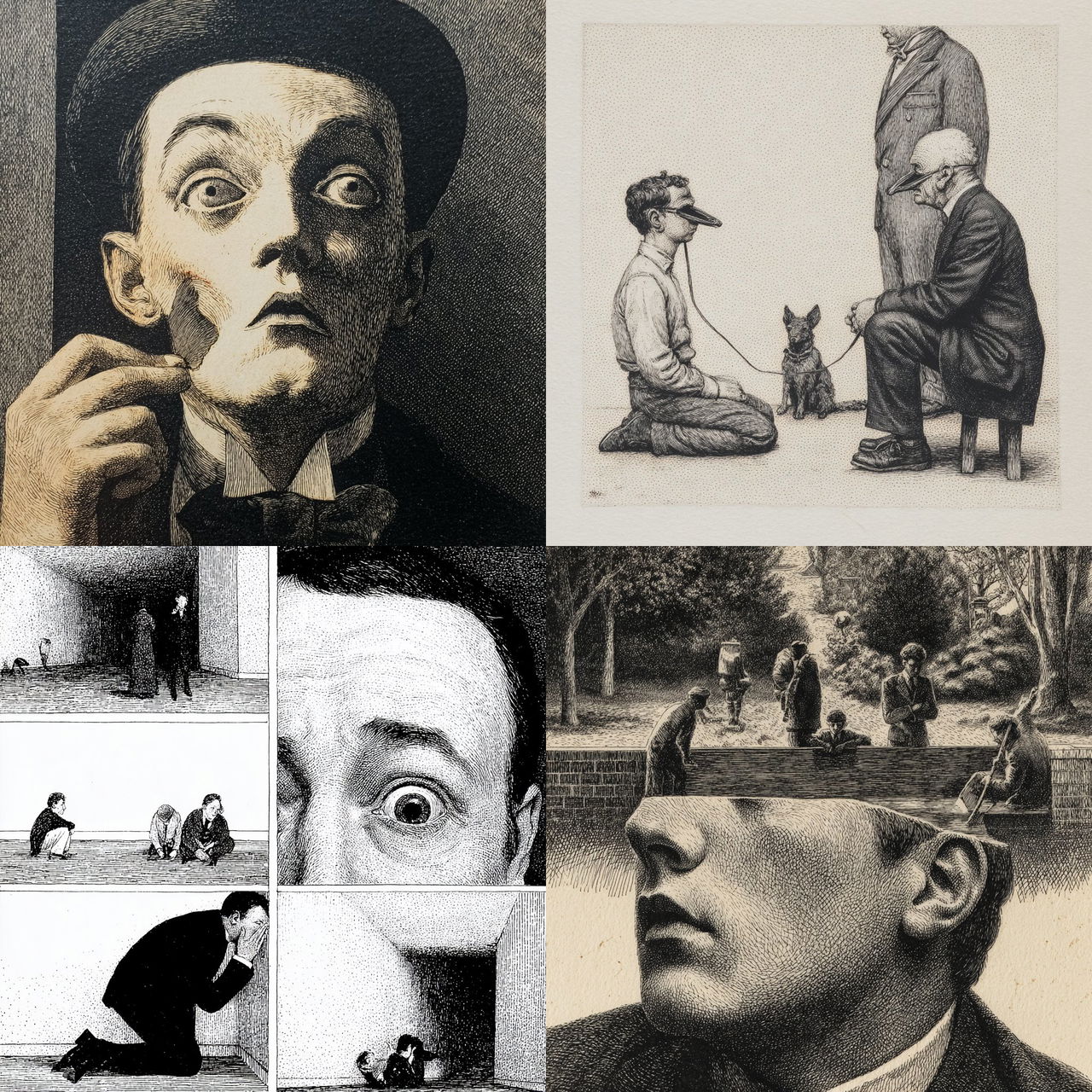 Roland Topor style, Midjourney V7, render 1 of 4