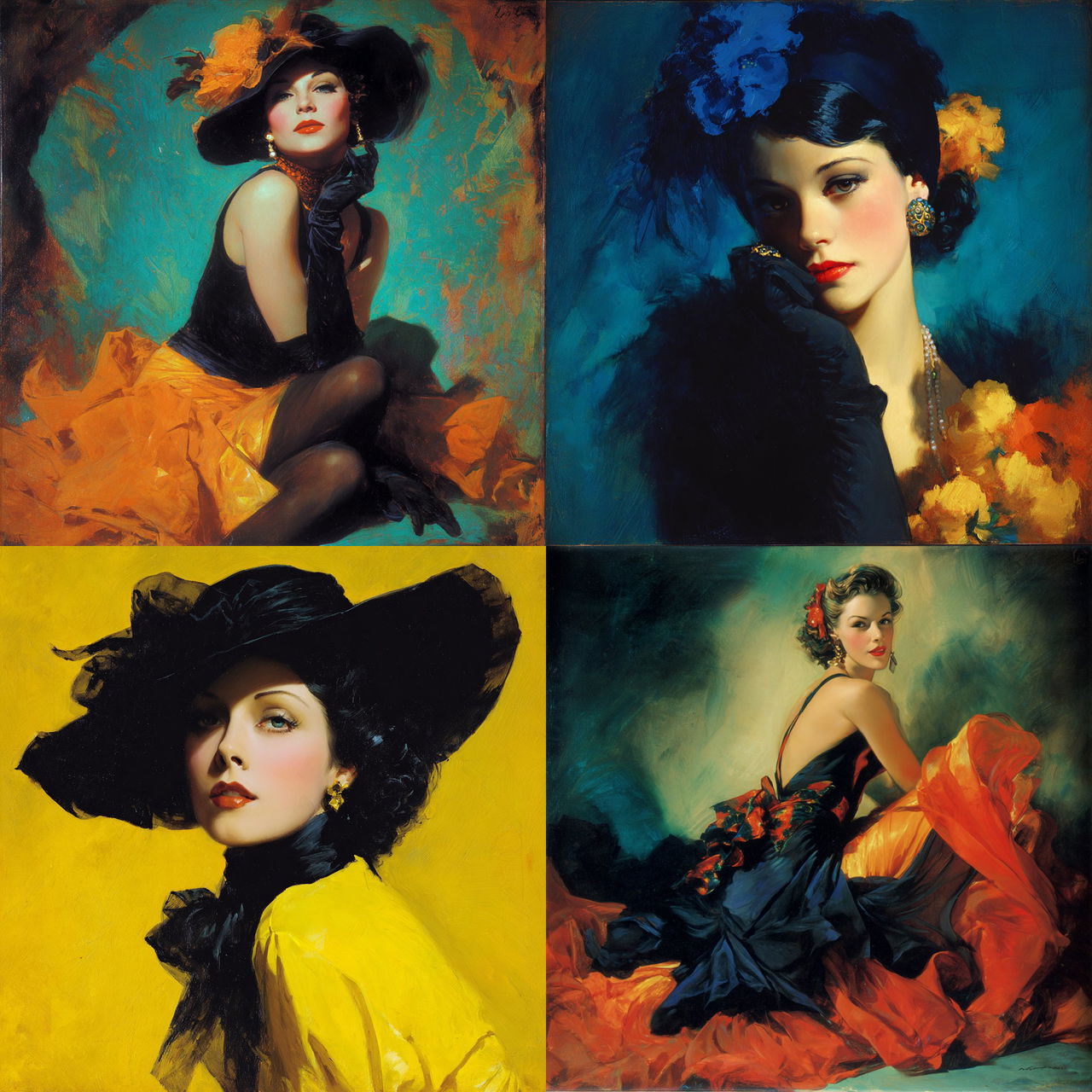 Rolf Armstrong style, Midjourney V7, render 1 of 4
