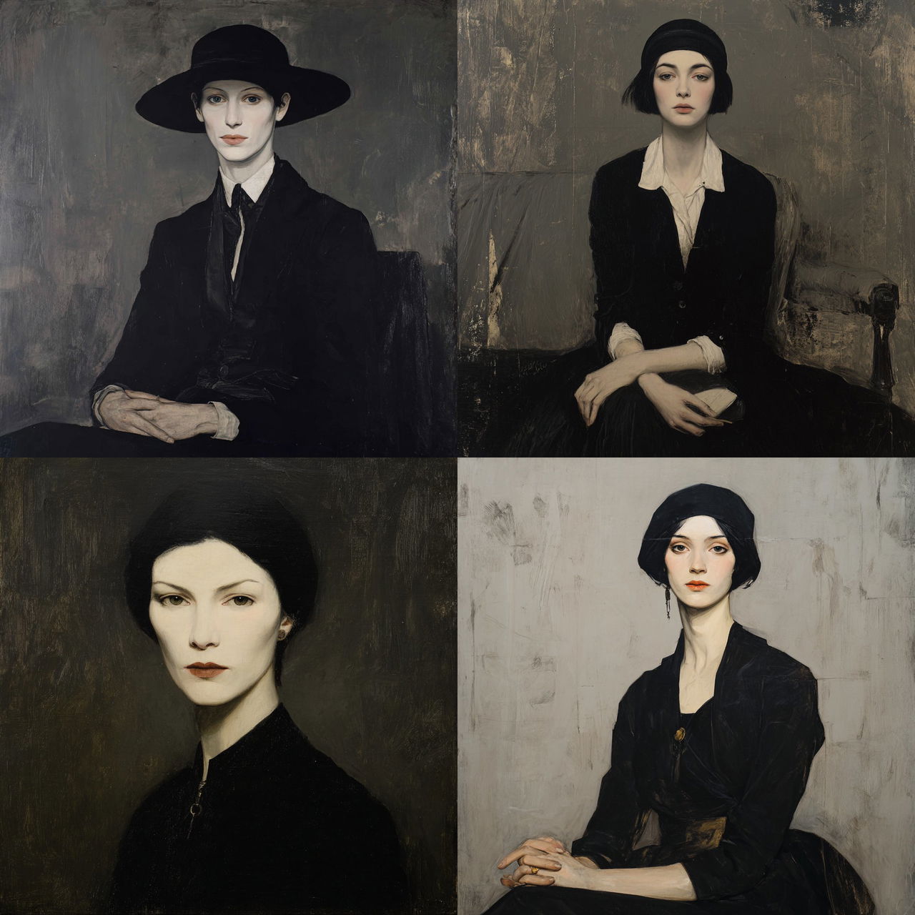 Romaine Brooks style, Midjourney V7, render 1 of 4