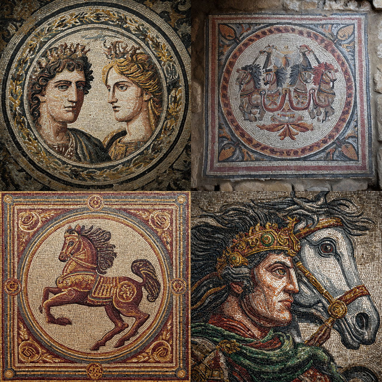 Roman mosaic style, Midjourney V7, render 1 of 4