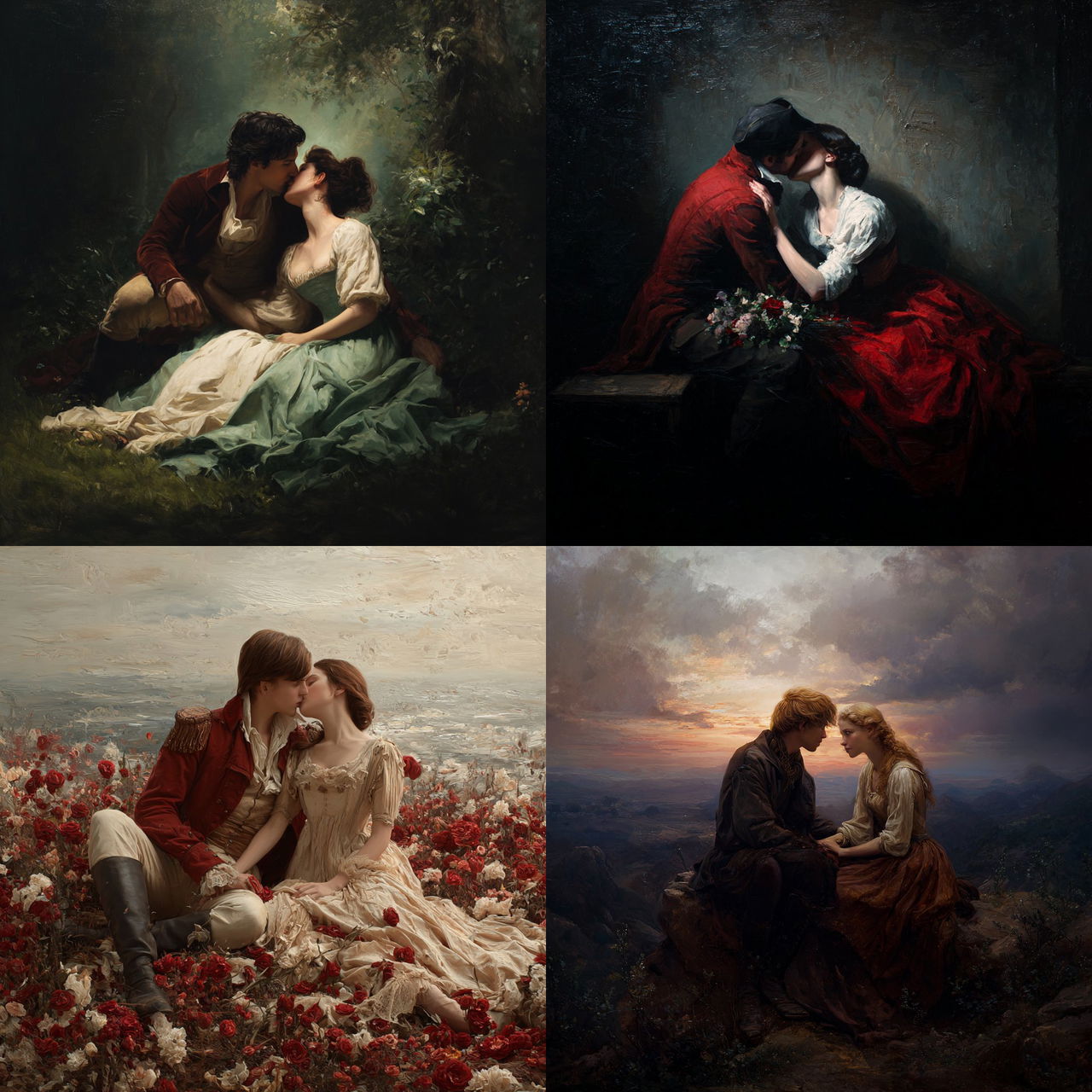 Romanticism style, Midjourney V7, render 1 of 4