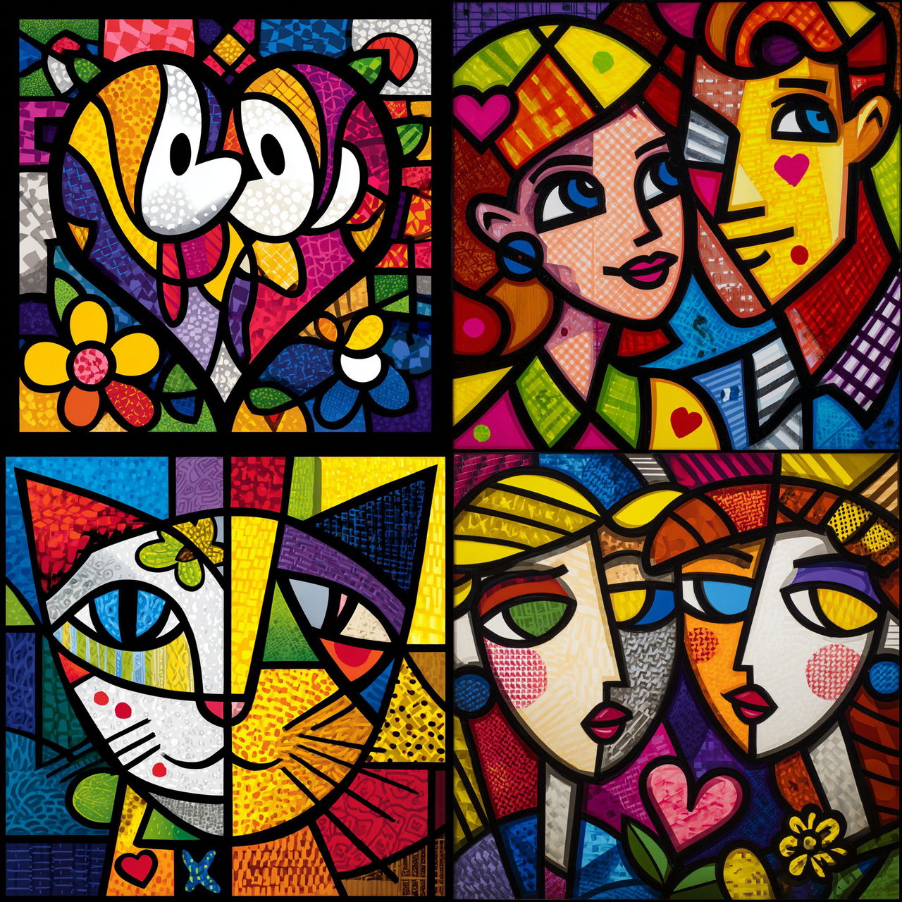 Romero Britto style, Midjourney V7, render 1 of 4