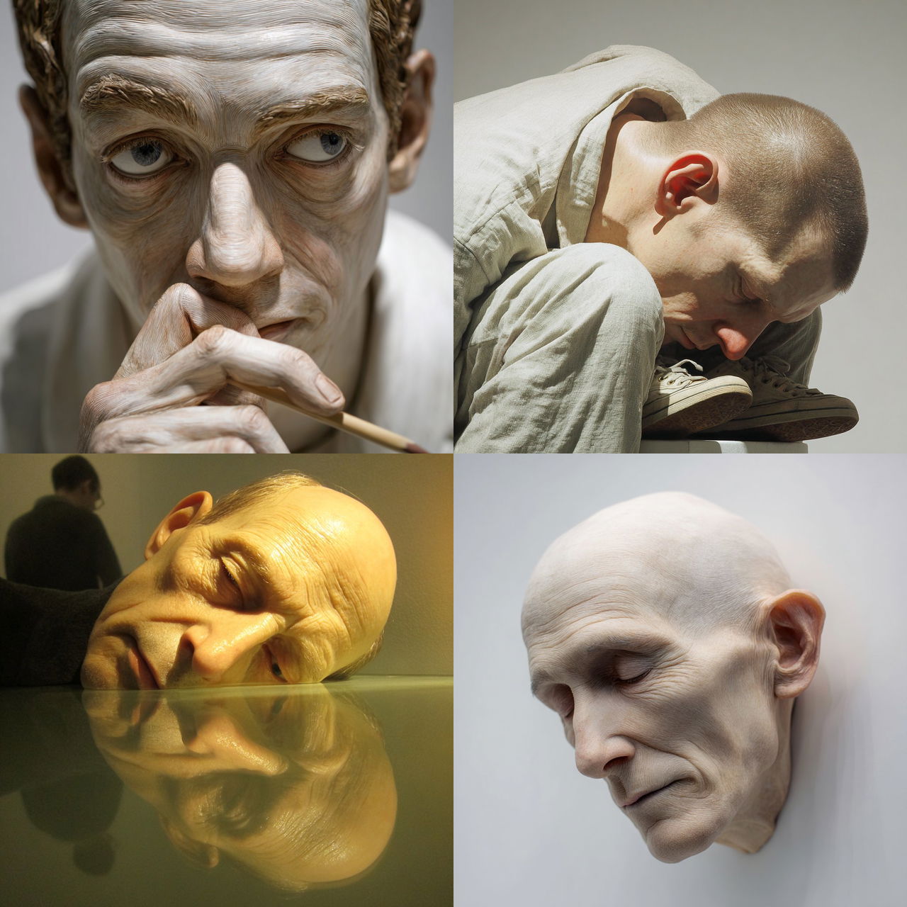 Ron Mueck style, Midjourney V7, render 1 of 4