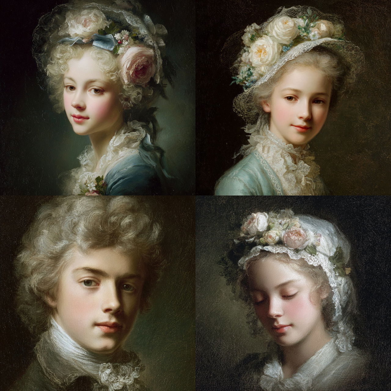 Rosalba Carriera style, Midjourney V7, render 1 of 4