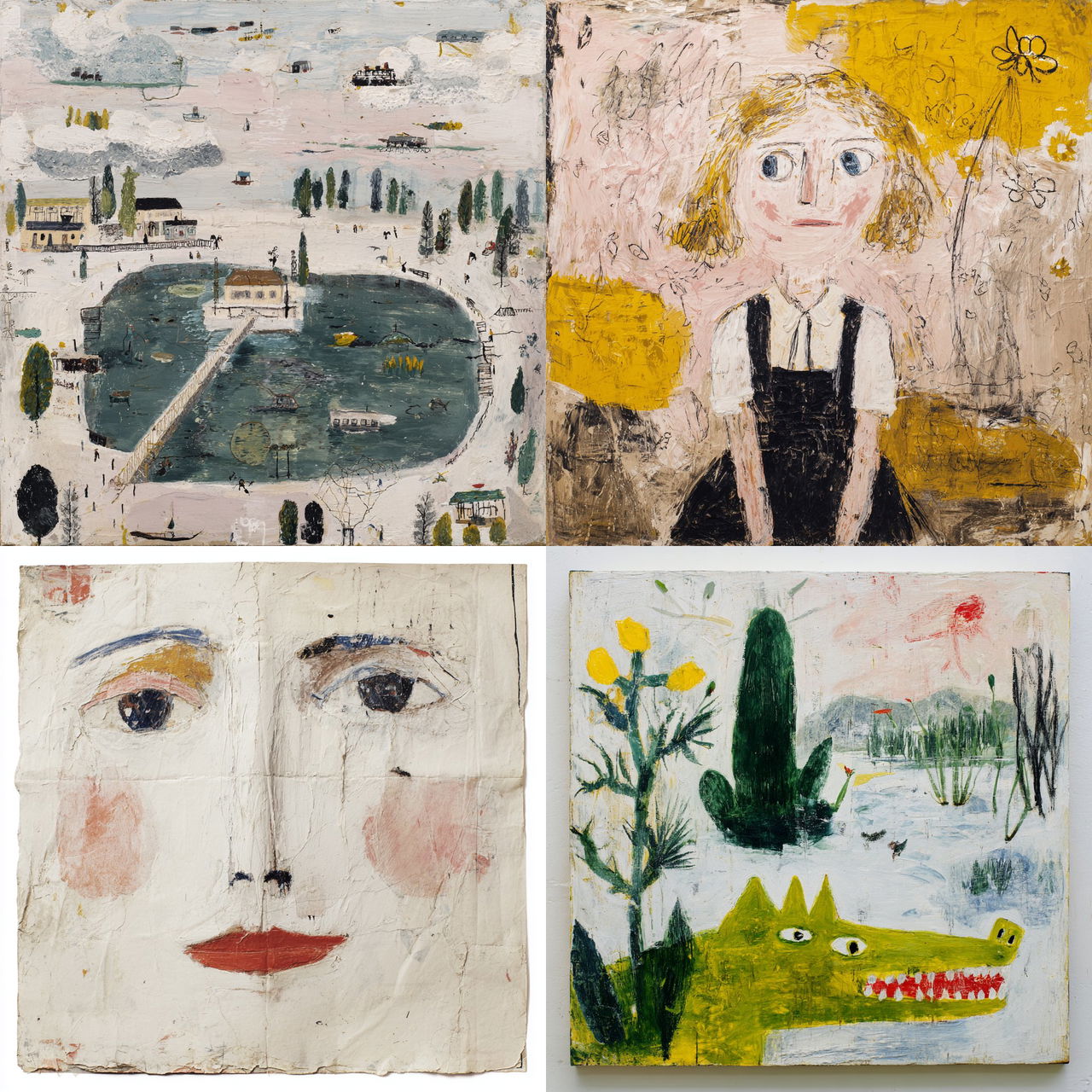 Rose Wylie style, Midjourney V7, render 1 of 4