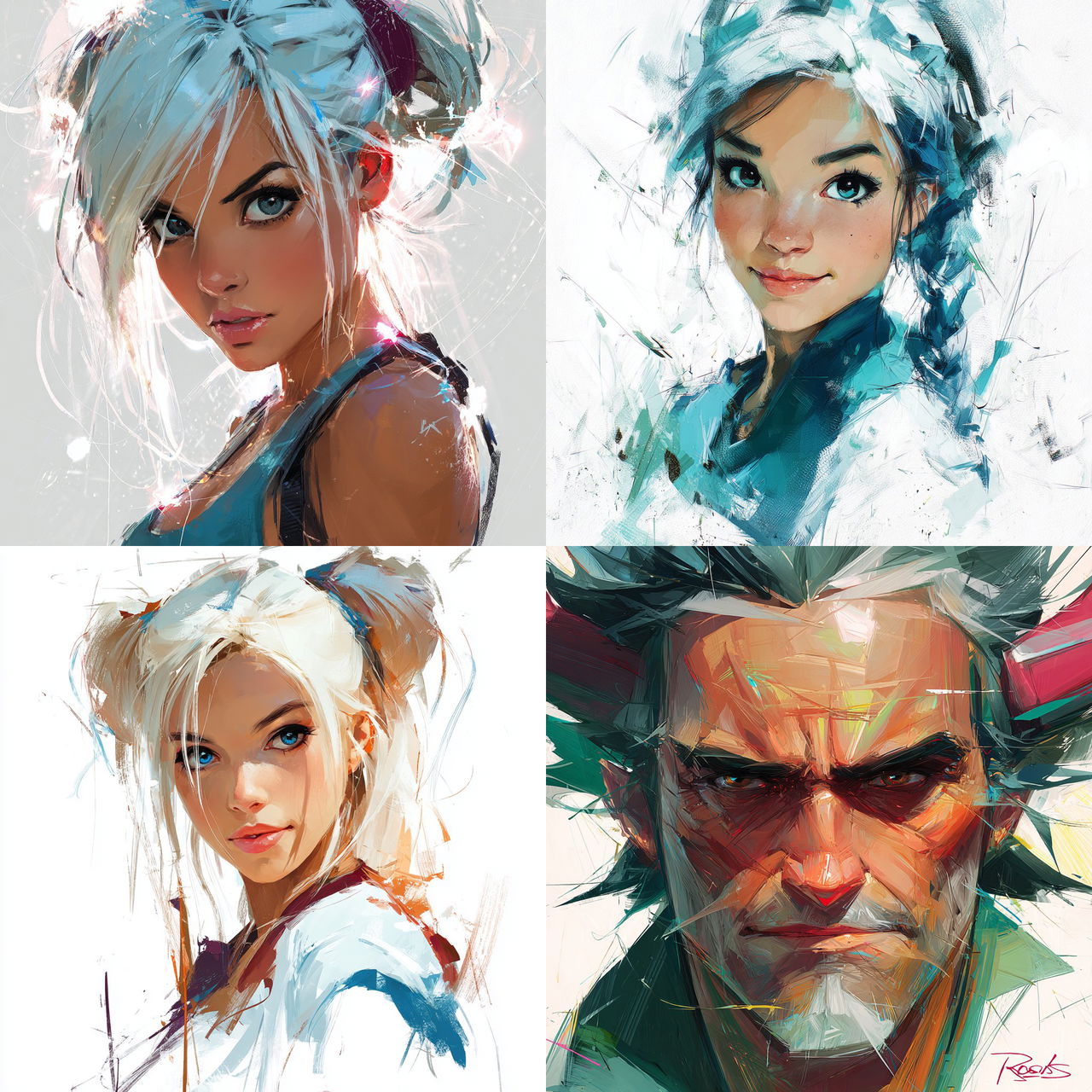 Rossdraws style, Midjourney V7, render 1 of 4