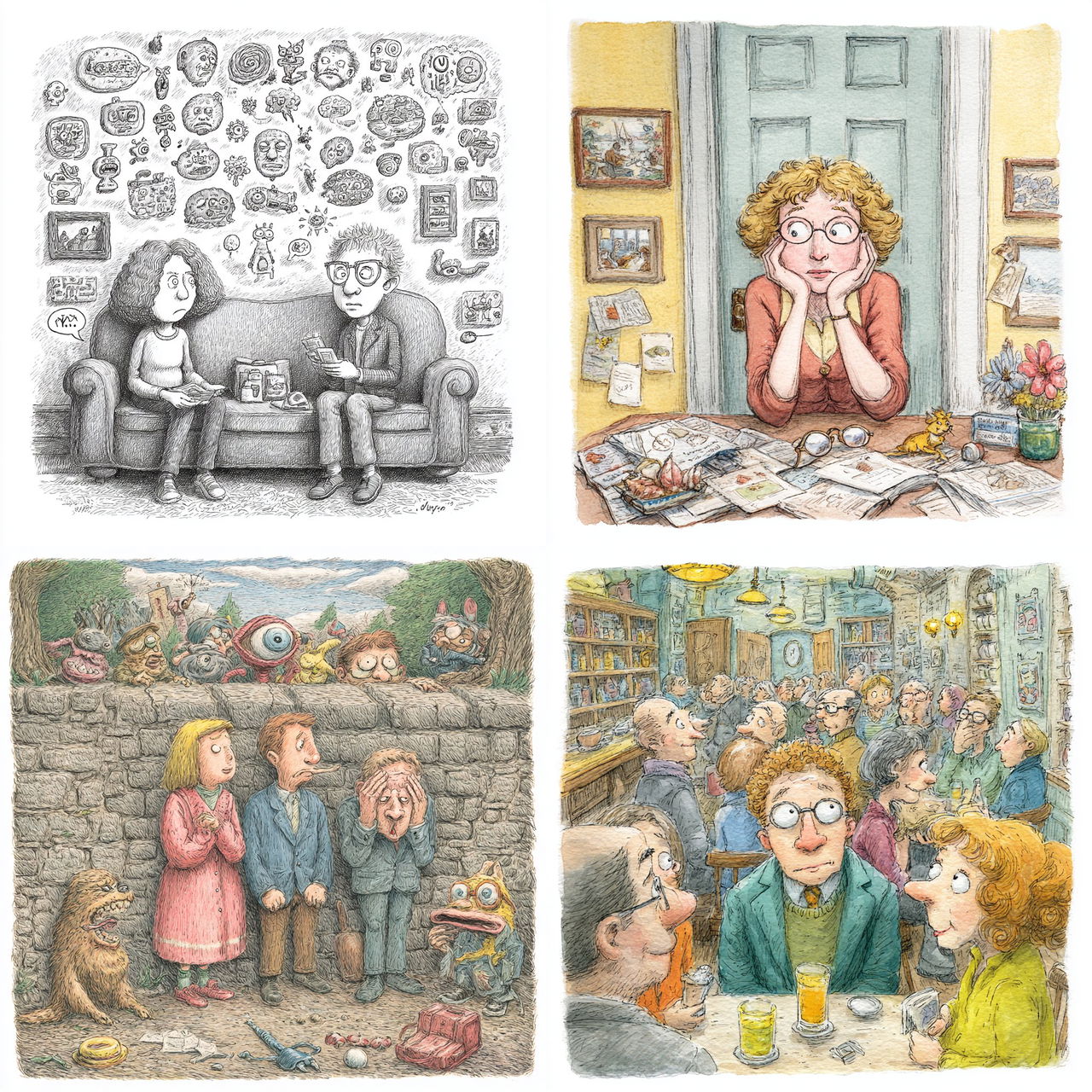 Roz Chast style, Midjourney V7, render 1 of 4