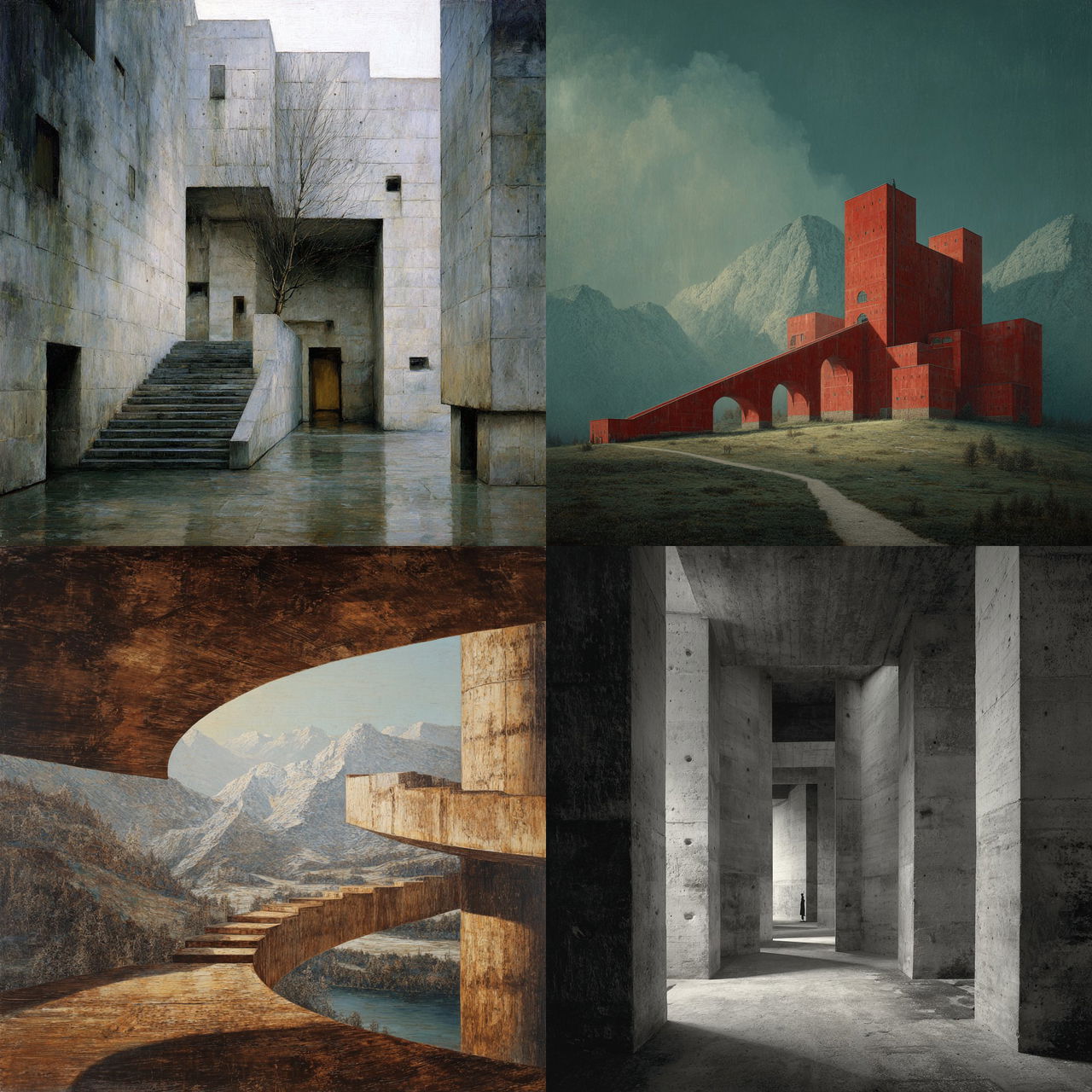 Rudolf Olgiati style, Midjourney V7, render 1 of 4