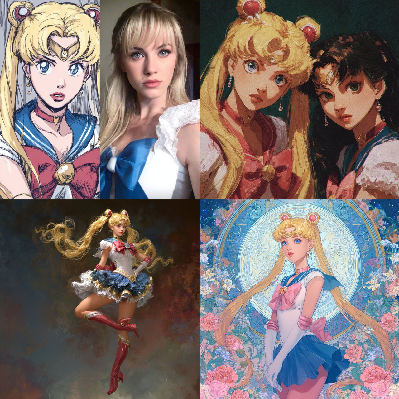 Sailor Moon style, Midjourney V7, render 1 of 4
