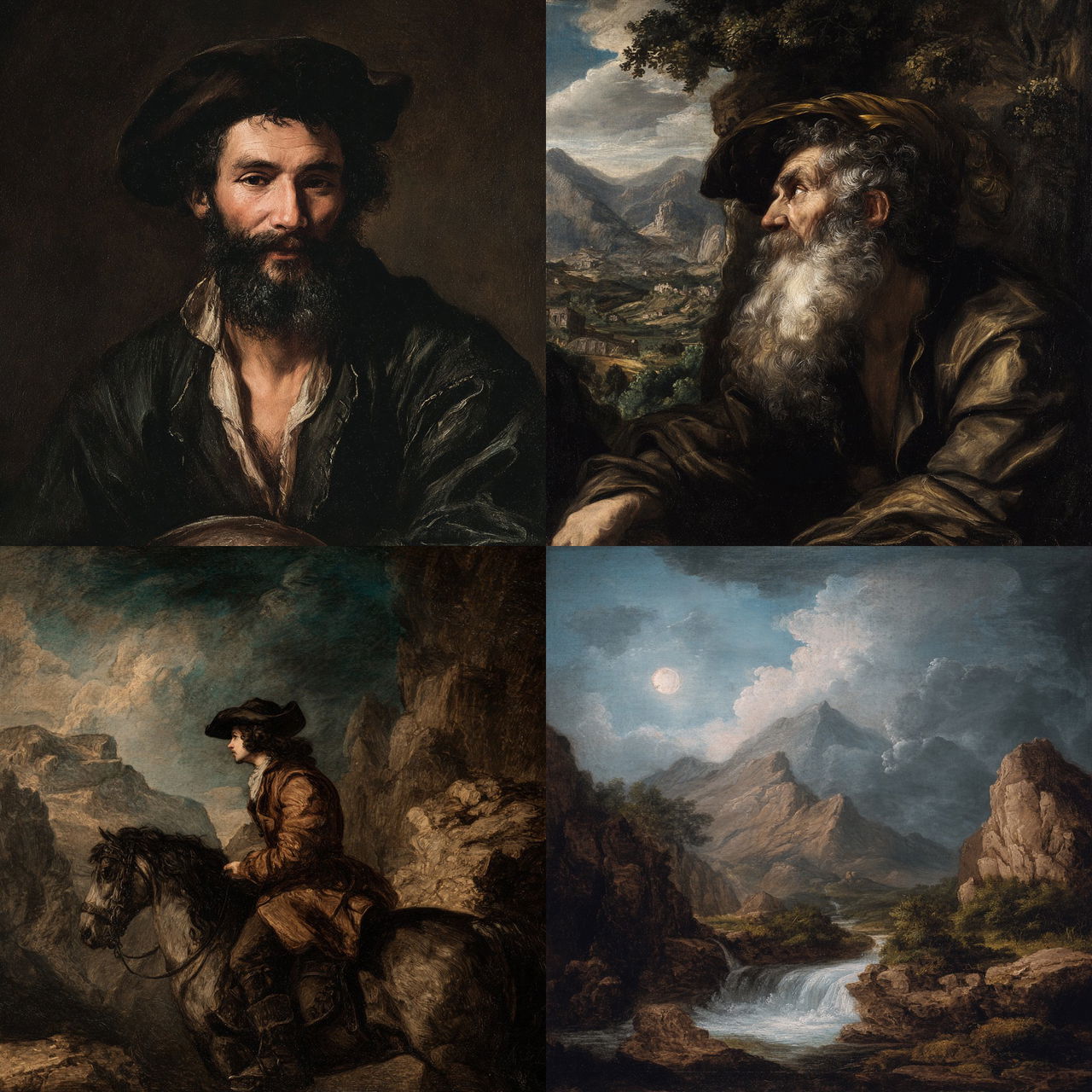 Salvator Rosa style, Midjourney V7, render 1 of 4