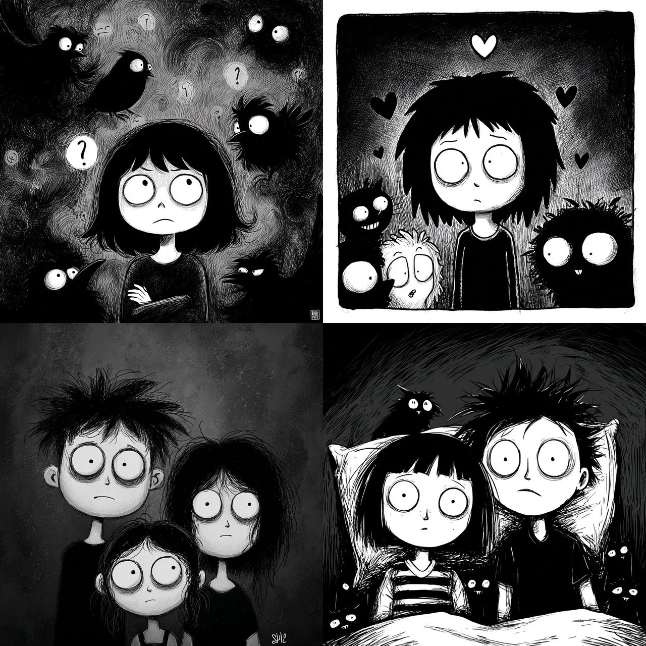 Sarah Andersen style, Midjourney V7, render 1 of 4