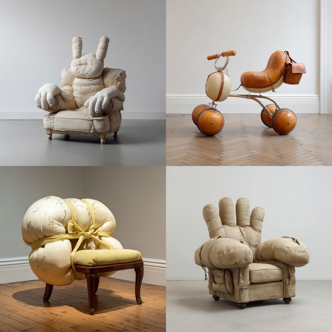 Sarah Lucas style, Midjourney V7, render 1 of 4