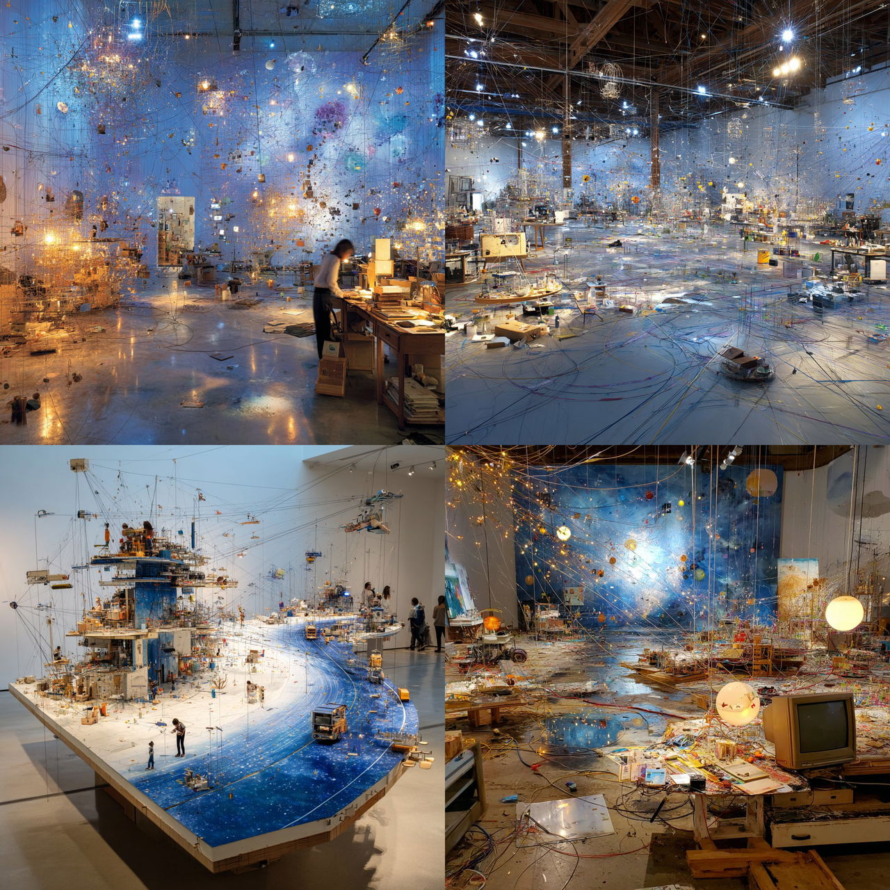 Sarah Sze style, Midjourney V7, render 1 of 4