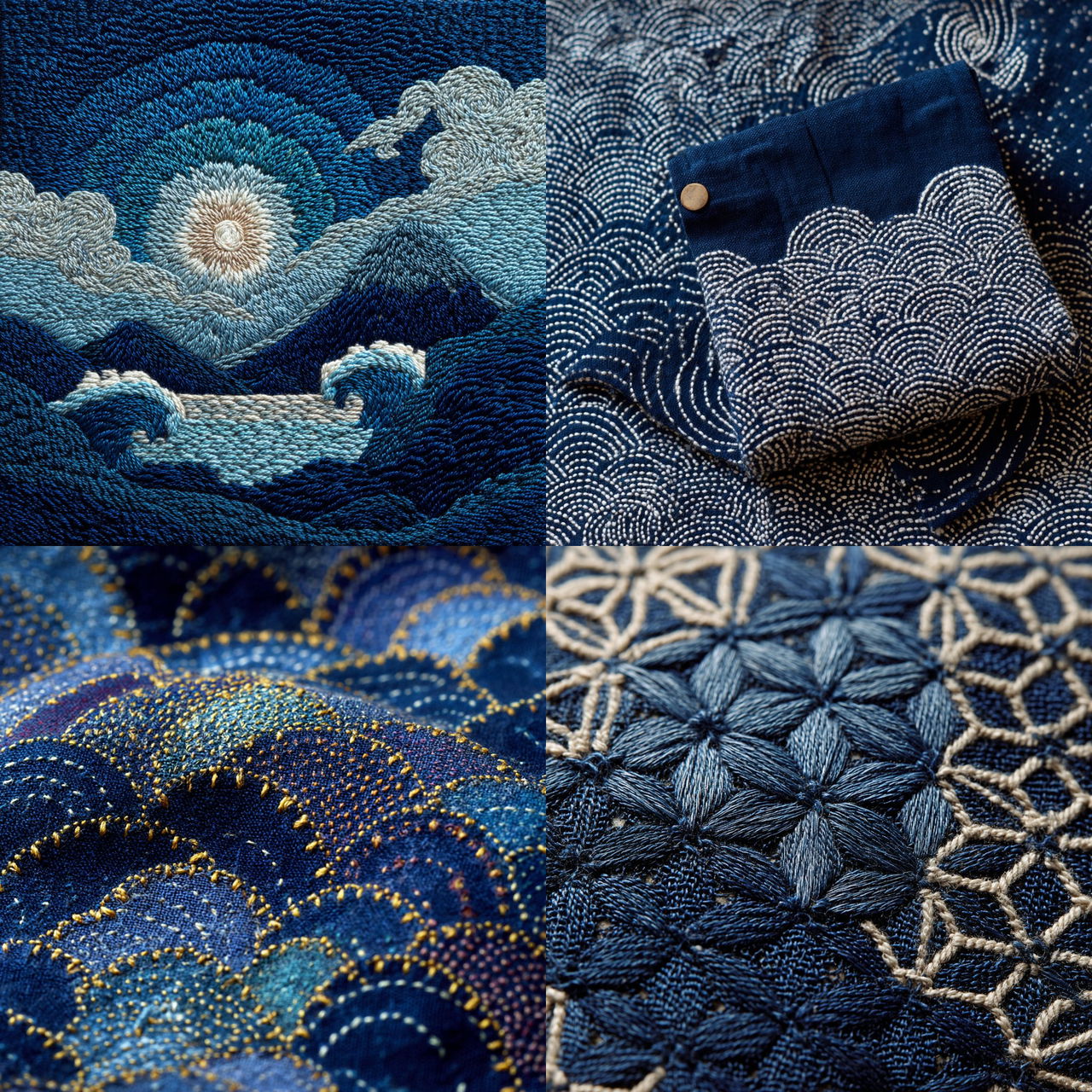 Sashiko style, Midjourney V7, render 1 of 4
