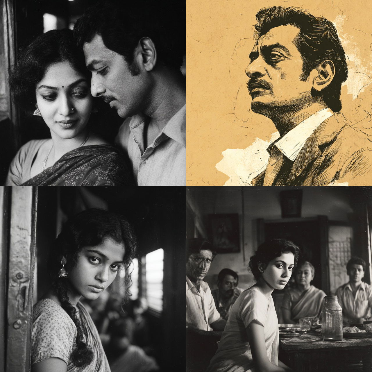 Satyajit Ray style, Midjourney V7, render 1 of 4