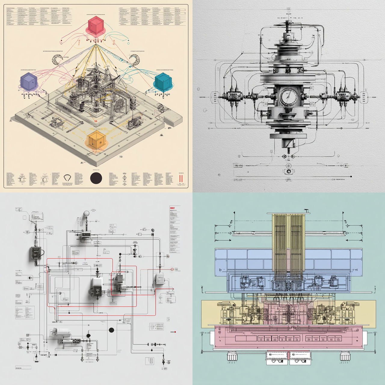 Schematic diagram style, Midjourney V7, render 1 of 4