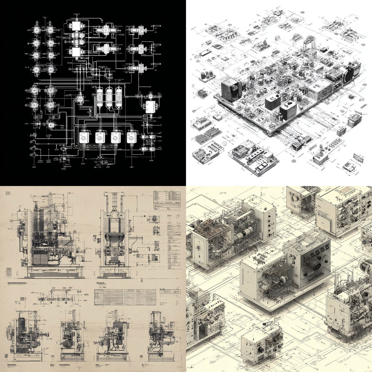 Schematics style, Midjourney V7, render 1 of 4