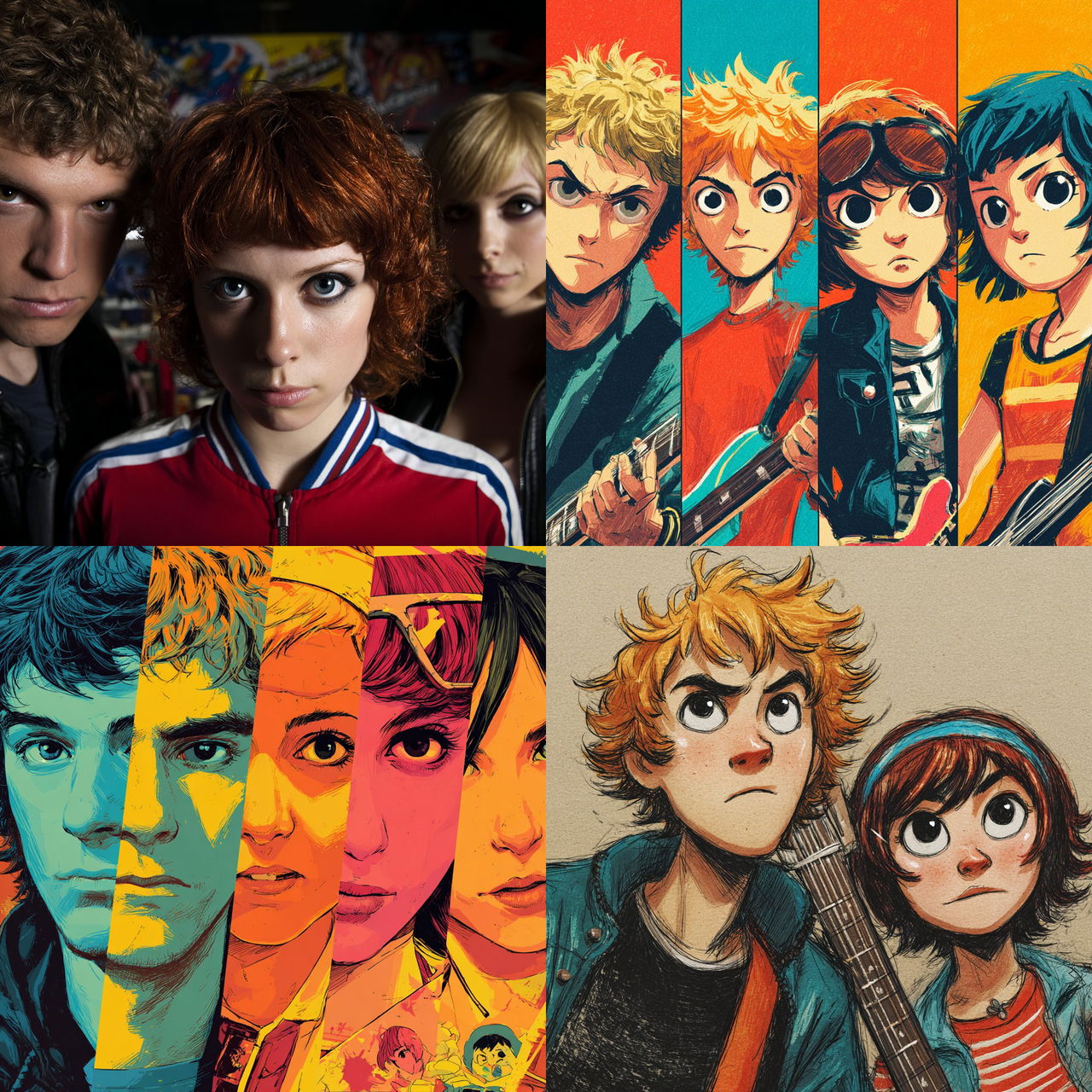 Scott Pilgrim style, Midjourney V7, render 1 of 4