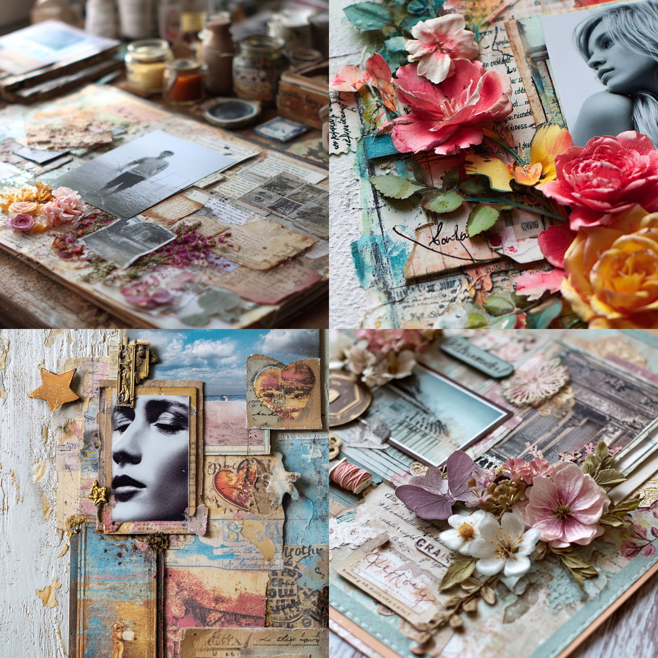 Scrapbooking style, Midjourney V7, render 1 of 4