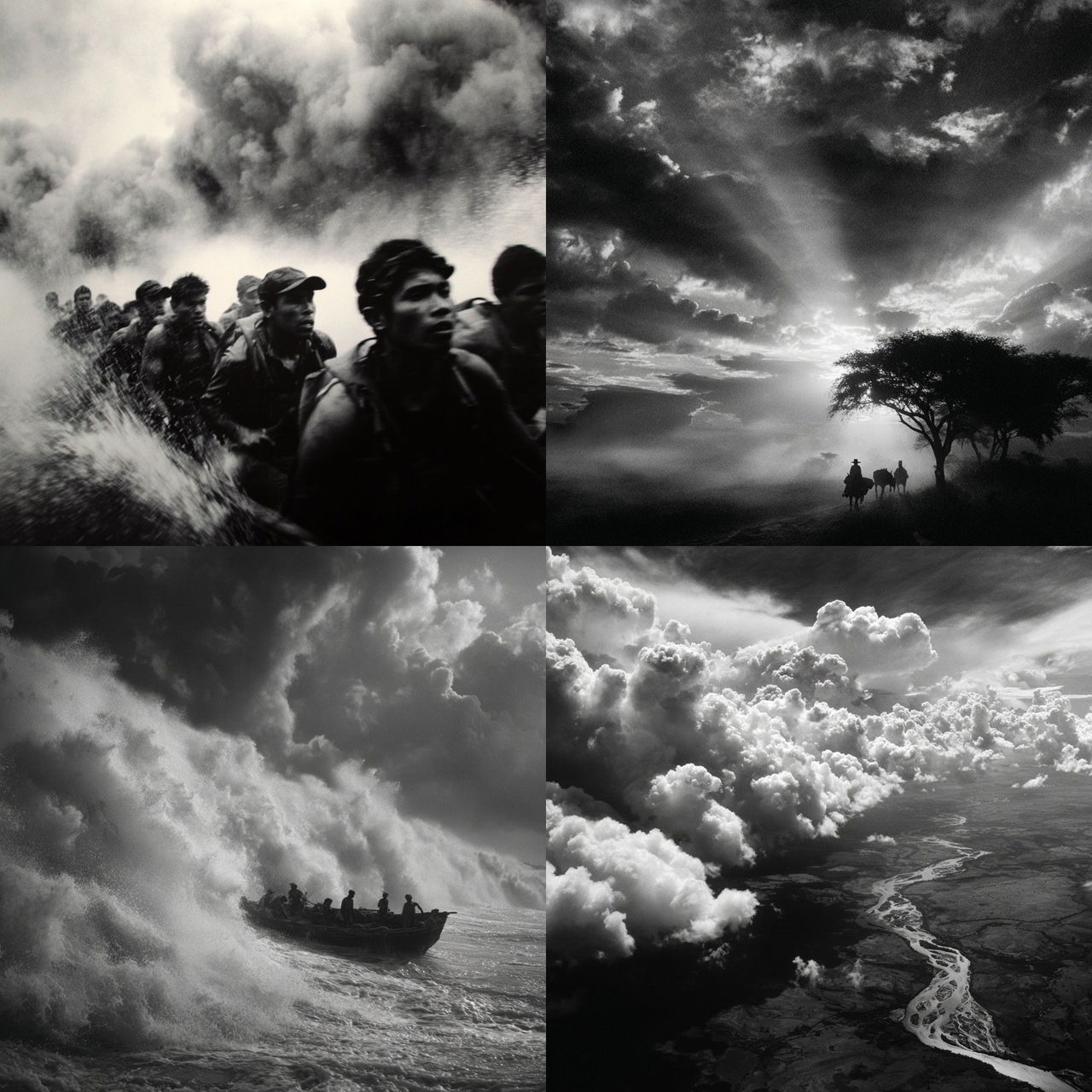 Sebastiao Salgado style, Midjourney V7, render 1 of 4