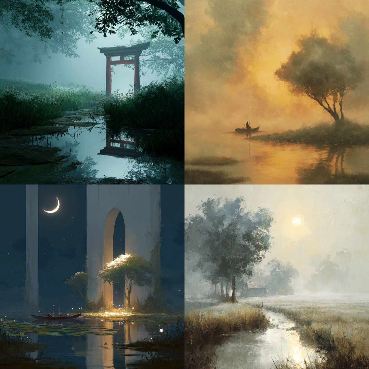 Serene atmosphere style, Midjourney V7, render 1 of 4