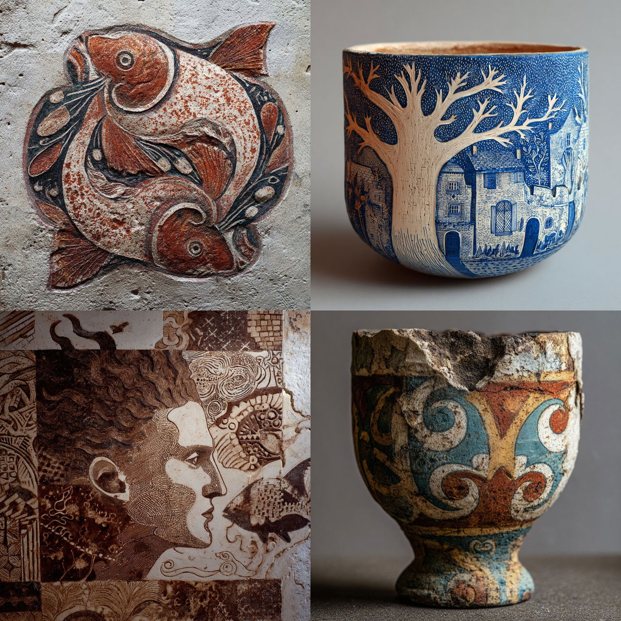 Sgraffito style, Midjourney V7, render 1 of 4