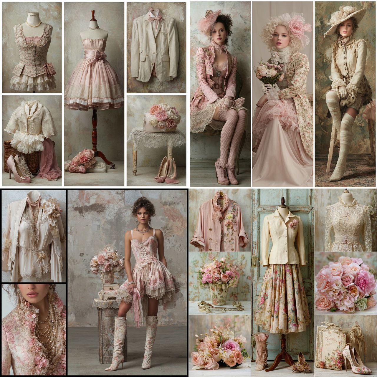 Shabby chic fashion style, Midjourney V7, render 1 of 4