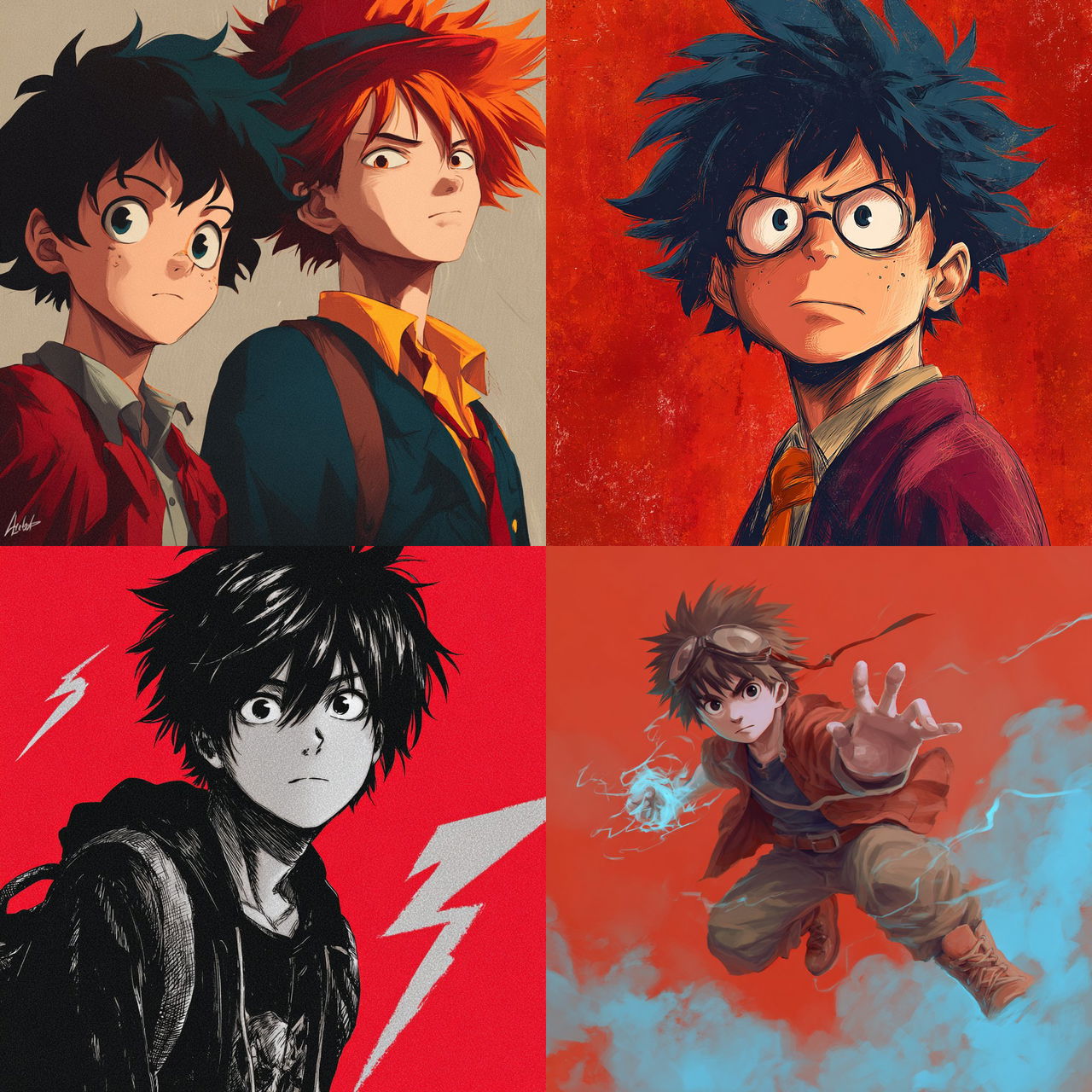 Shonen anime style style, Midjourney V7, render 1 of 4