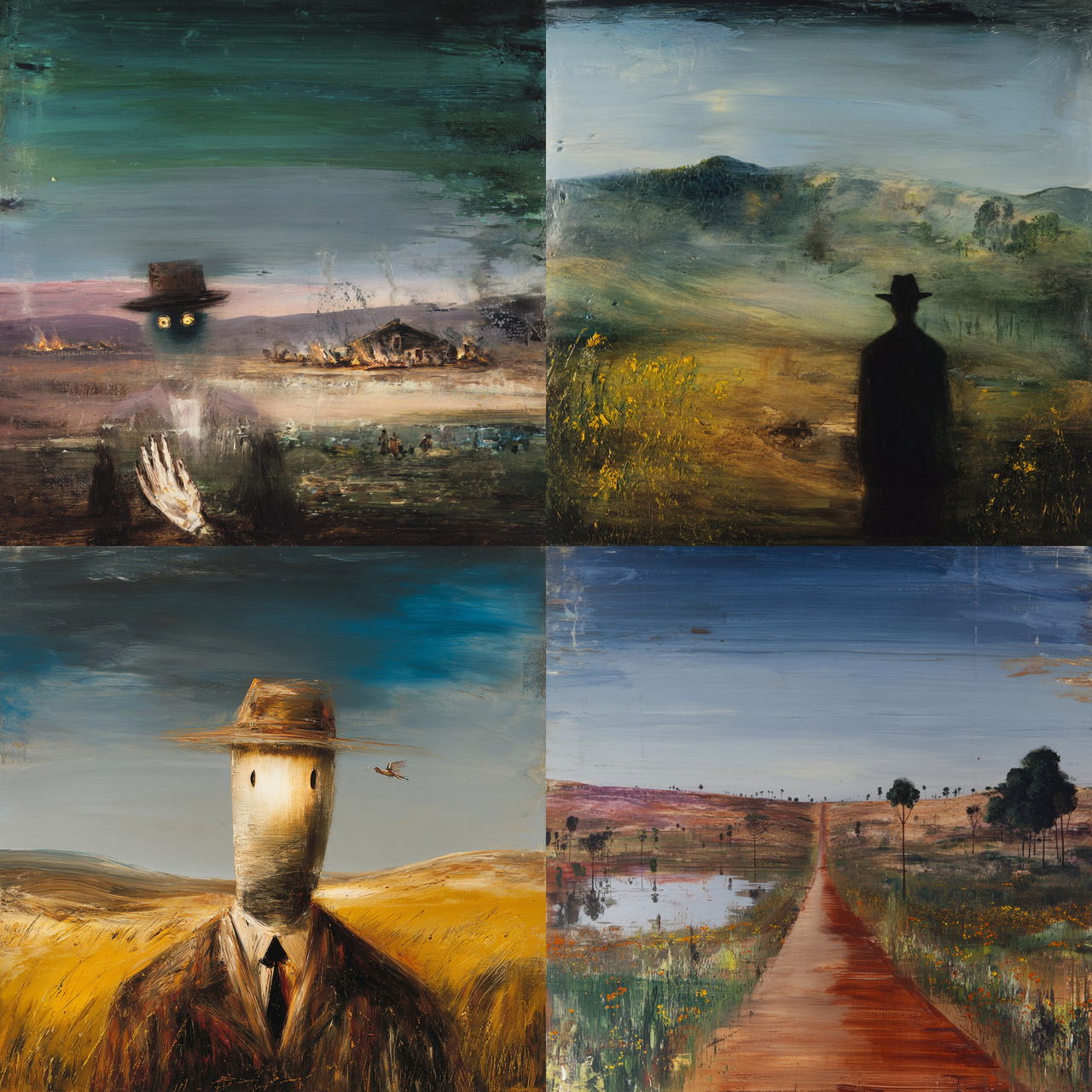 Sidney Nolan style, Midjourney V7, render 1 of 4