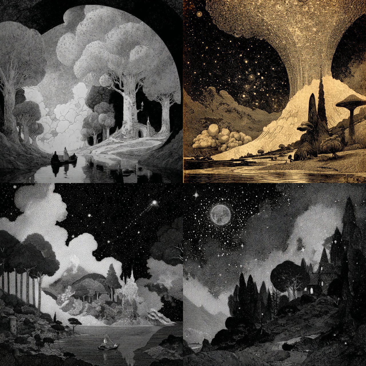 Sidney Sime style, Midjourney V7, render 1 of 4