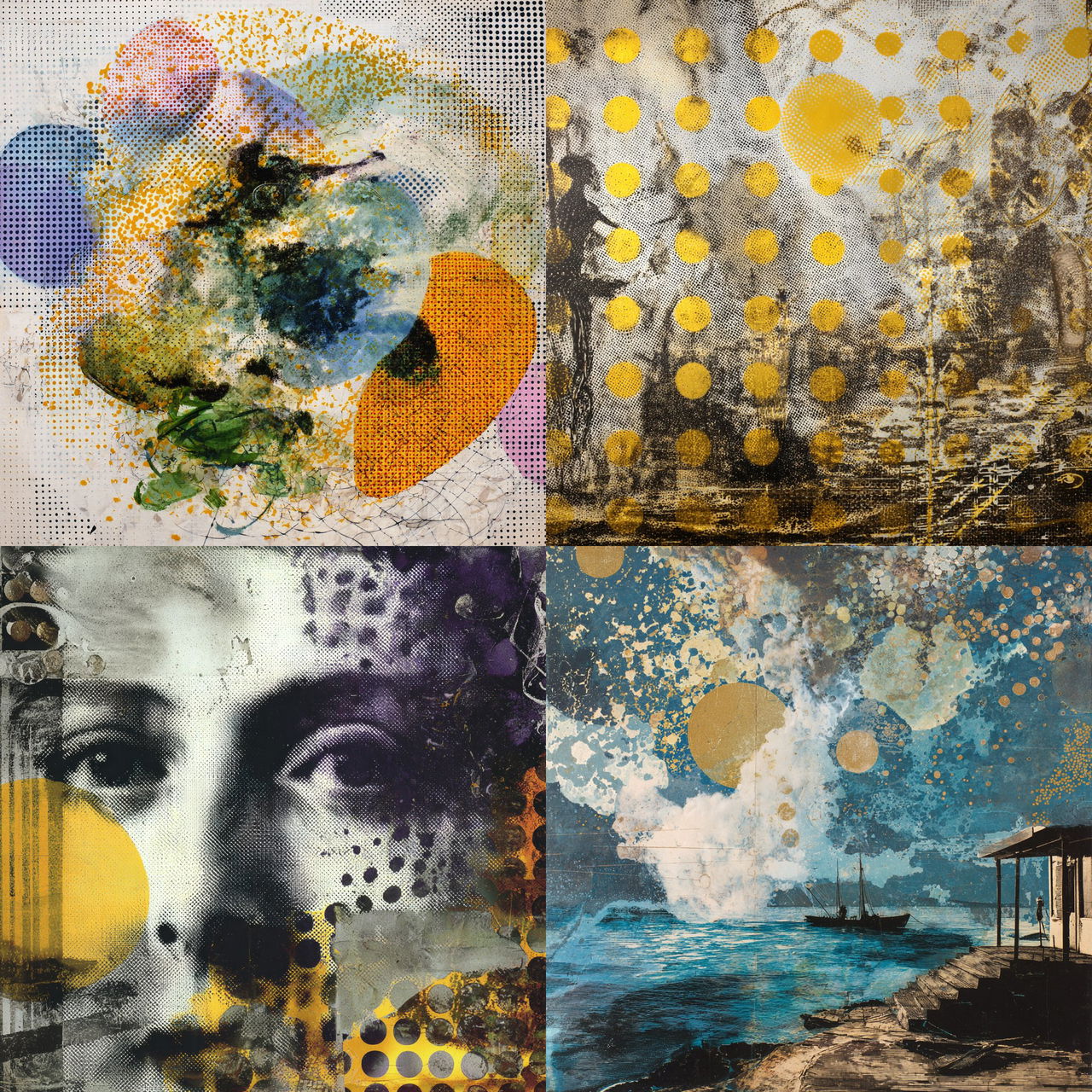Sigmar Polke style, Midjourney V7, render 1 of 4