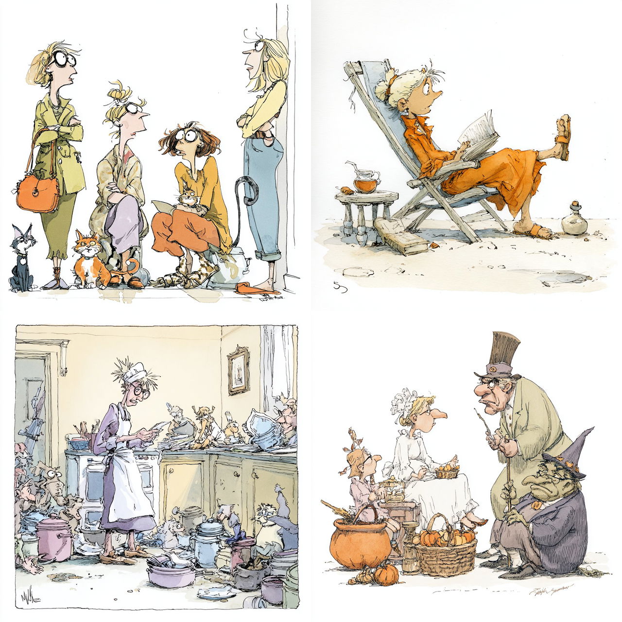 Signe Wilkinson style, Midjourney V7, render 1 of 4