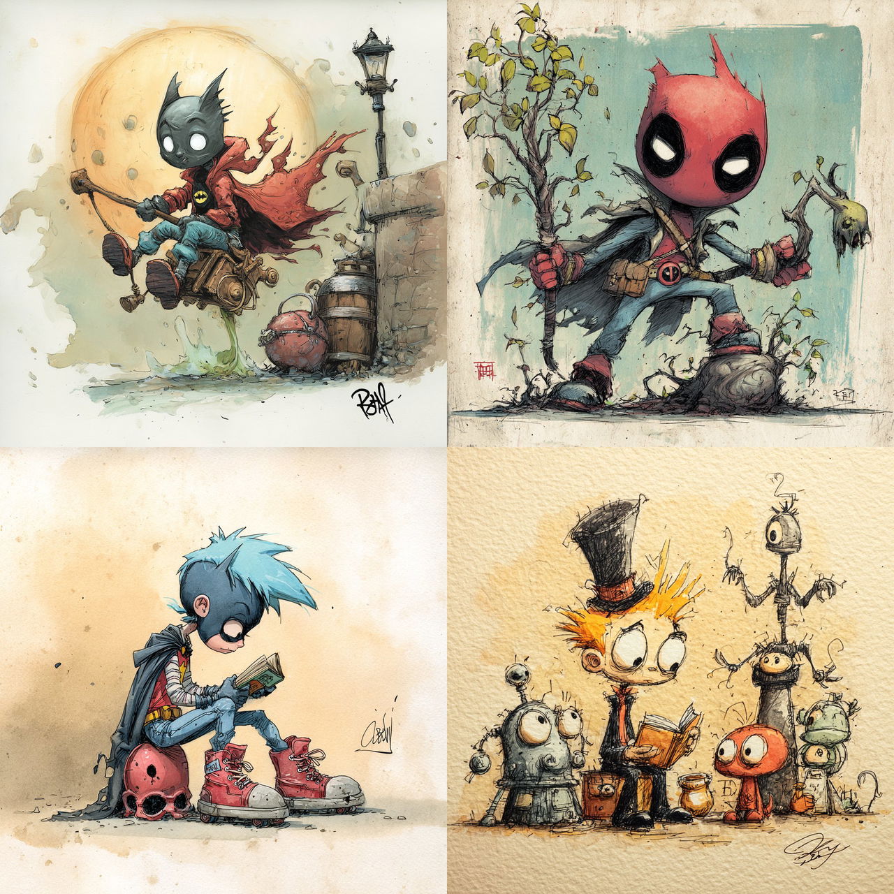 Skottie Young style, Midjourney V7, render 1 of 4