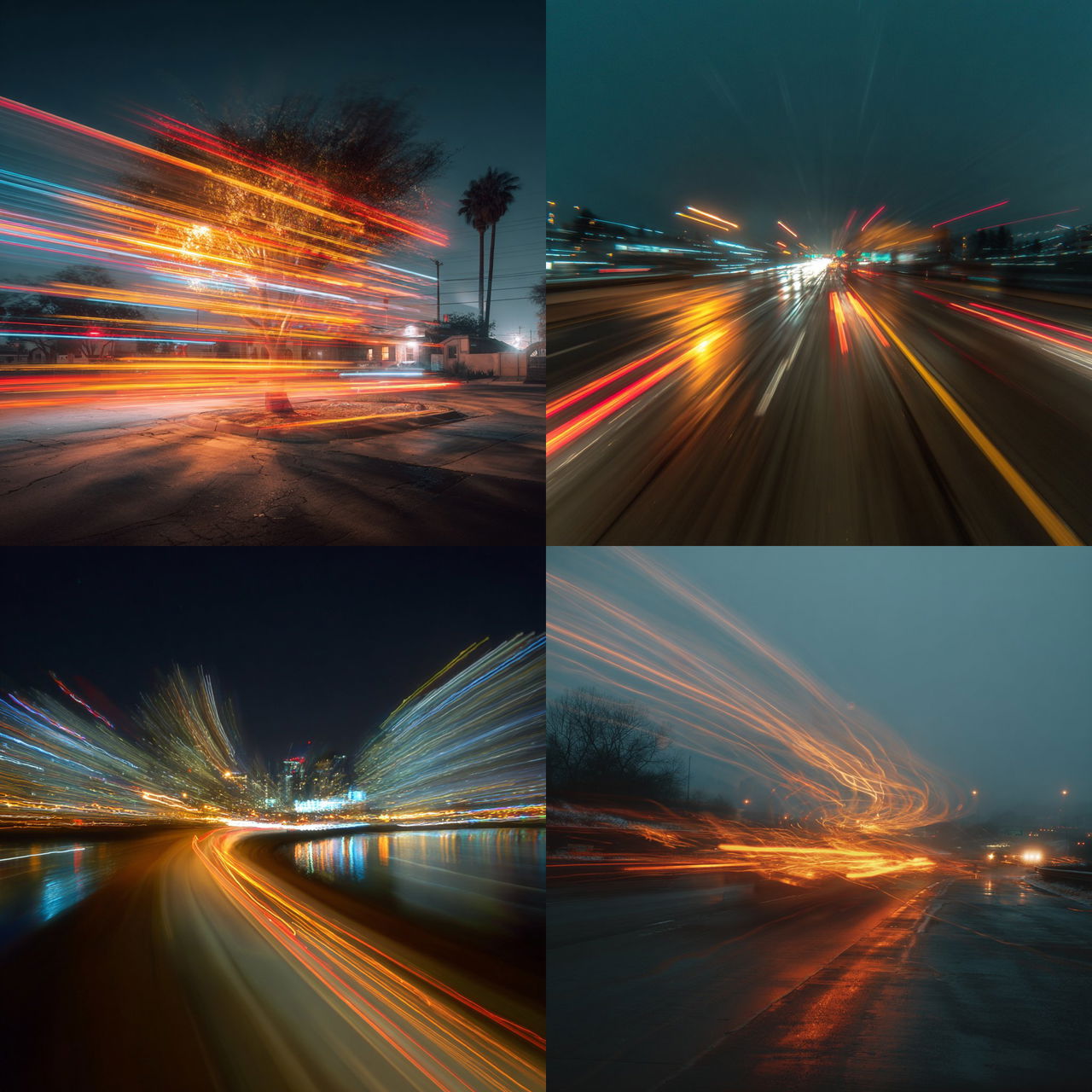 Slow shutter speed style, Midjourney V7, render 1 of 4