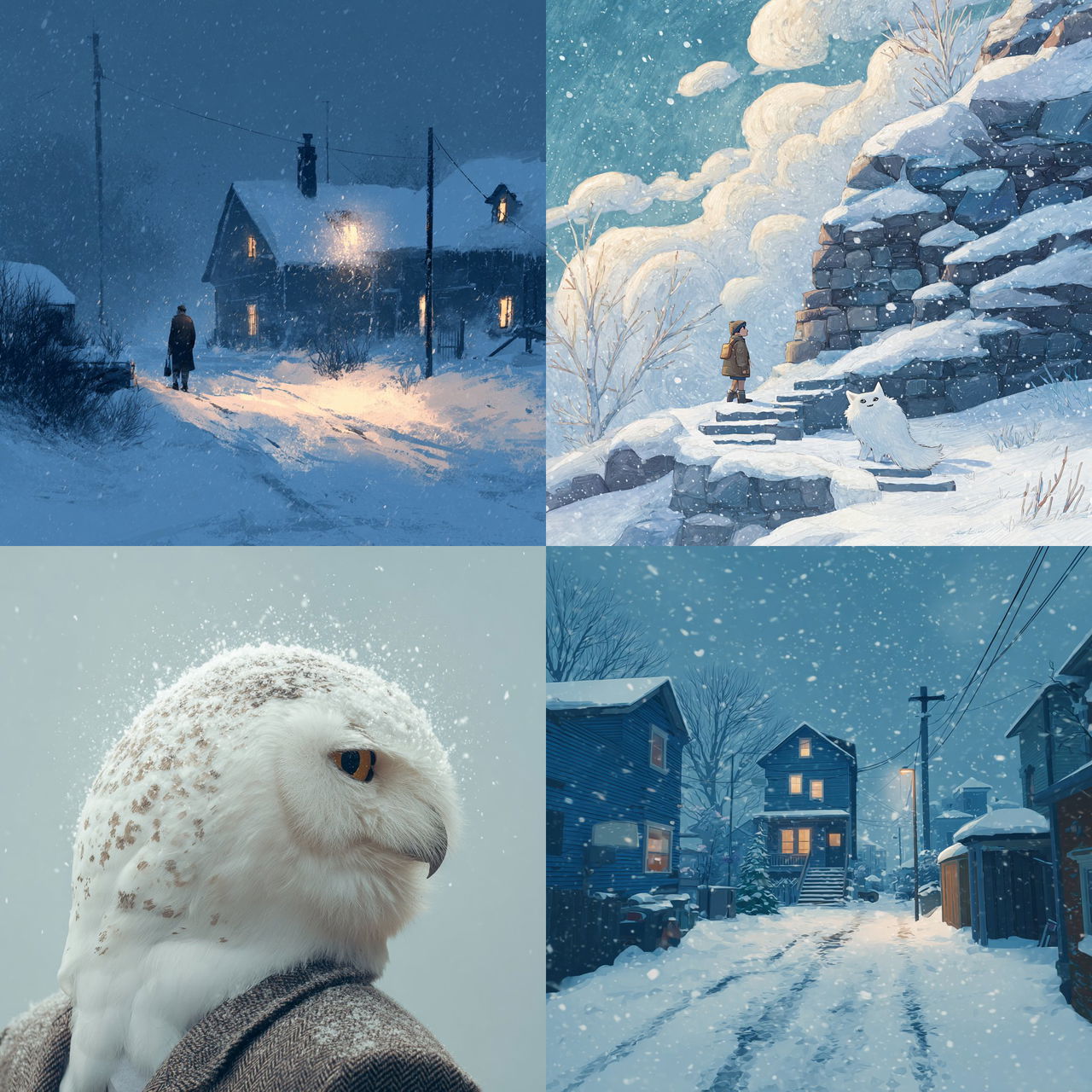 Snowy style, Midjourney V7, render 1 of 4