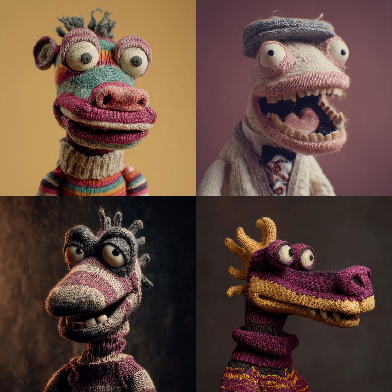 Sock puppet style style, Midjourney V7, render 1 of 4