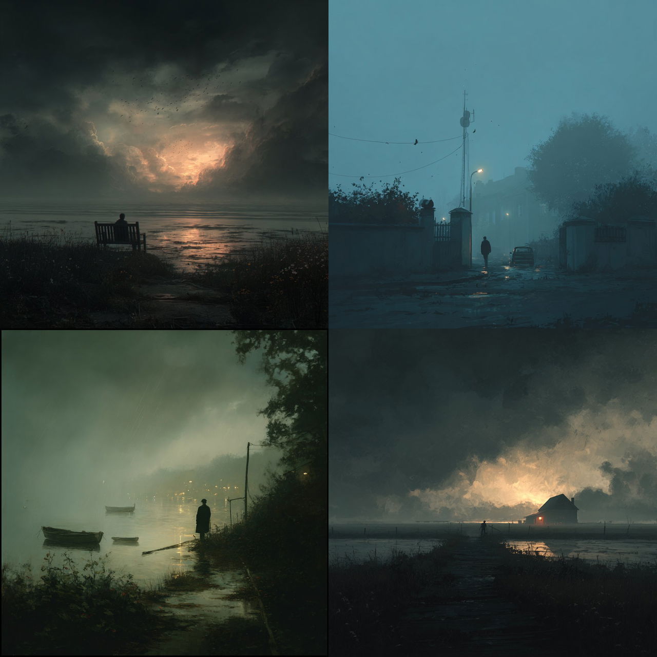 Somber atmosphere style, Midjourney V7, render 1 of 4