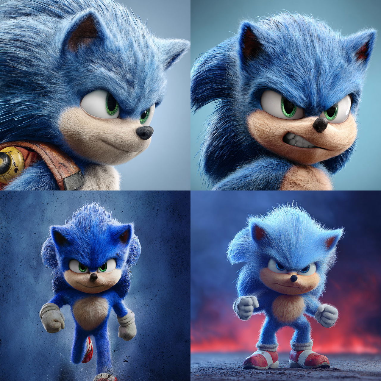 Sonic the Hedgehog style, Midjourney V7, render 1 of 4