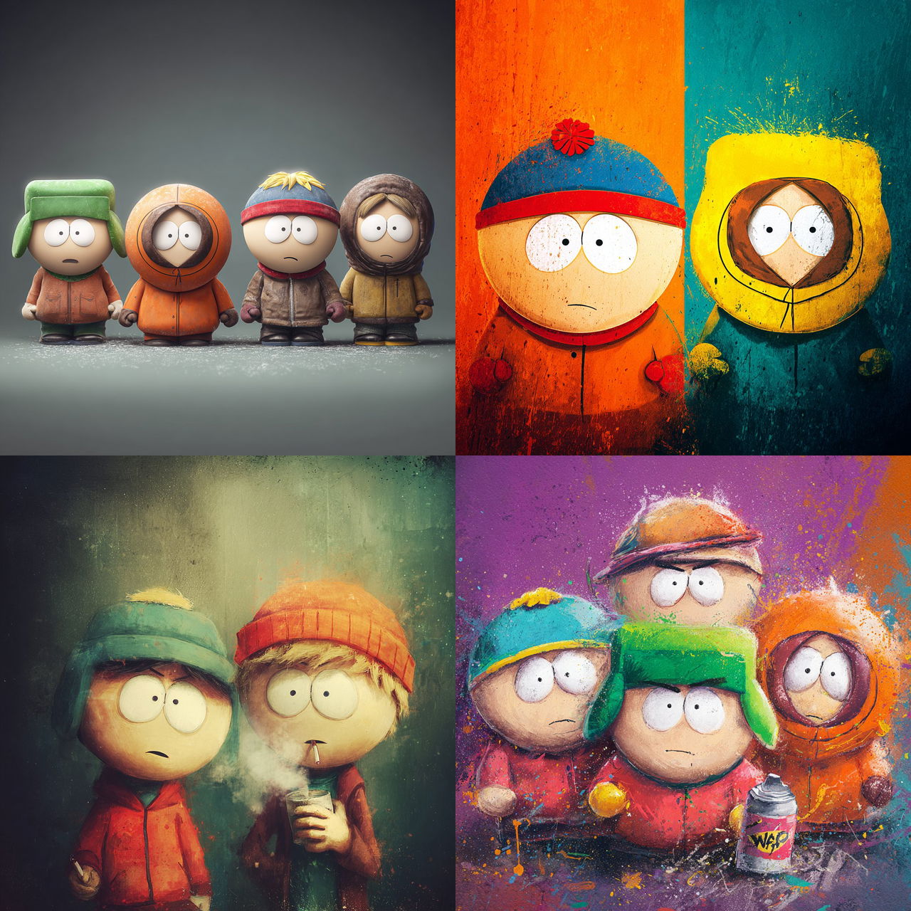 South Park style, Midjourney V7, render 1 of 4