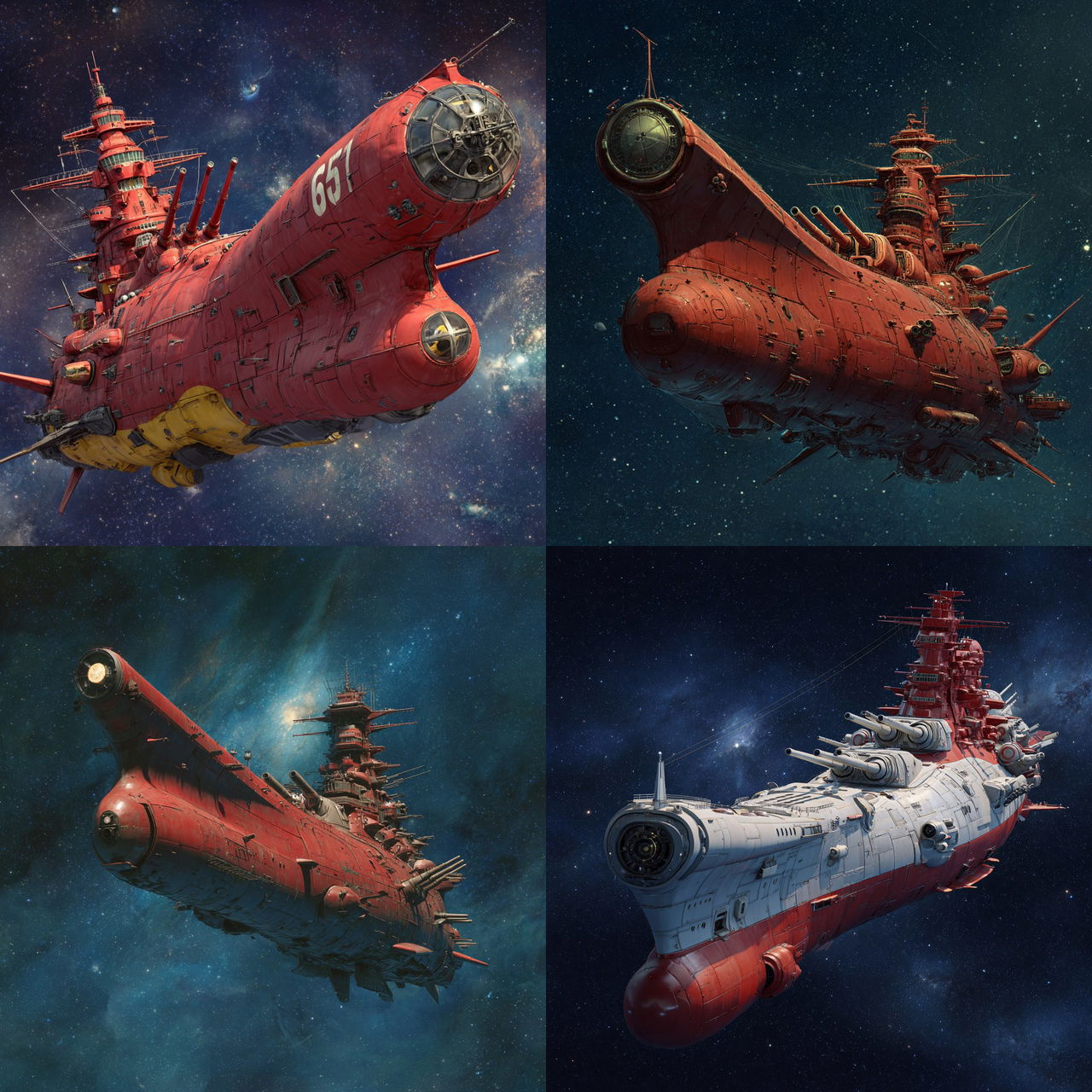 Space Battleship Yamato style, Midjourney V7, render 1 of 4