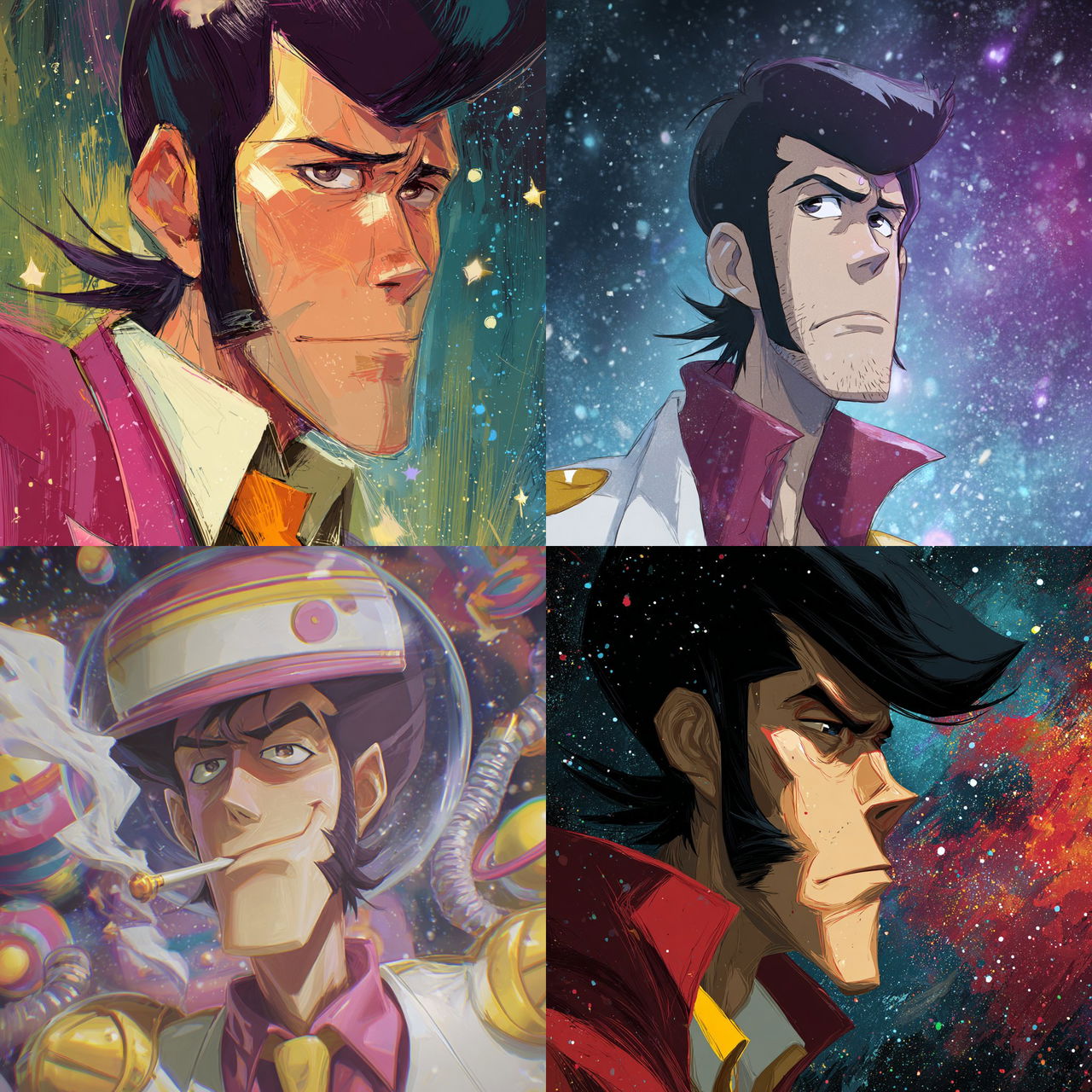 Space Dandy style, Midjourney V7, render 1 of 4
