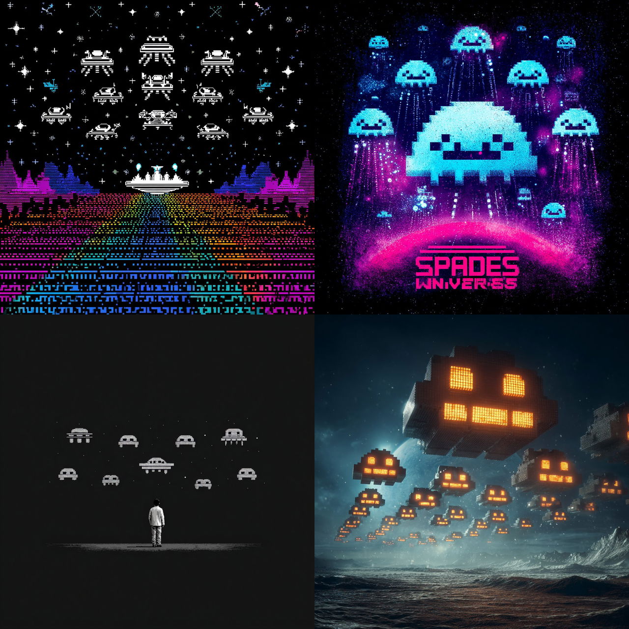 Space Invaders style, Midjourney V7, render 1 of 4