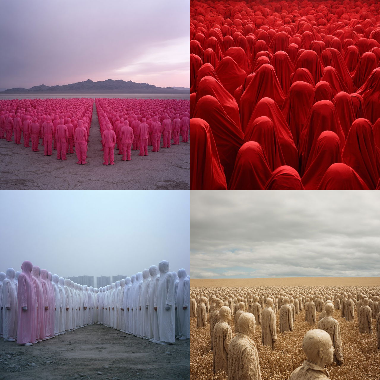 Spencer Tunick style, Midjourney V7, render 1 of 4