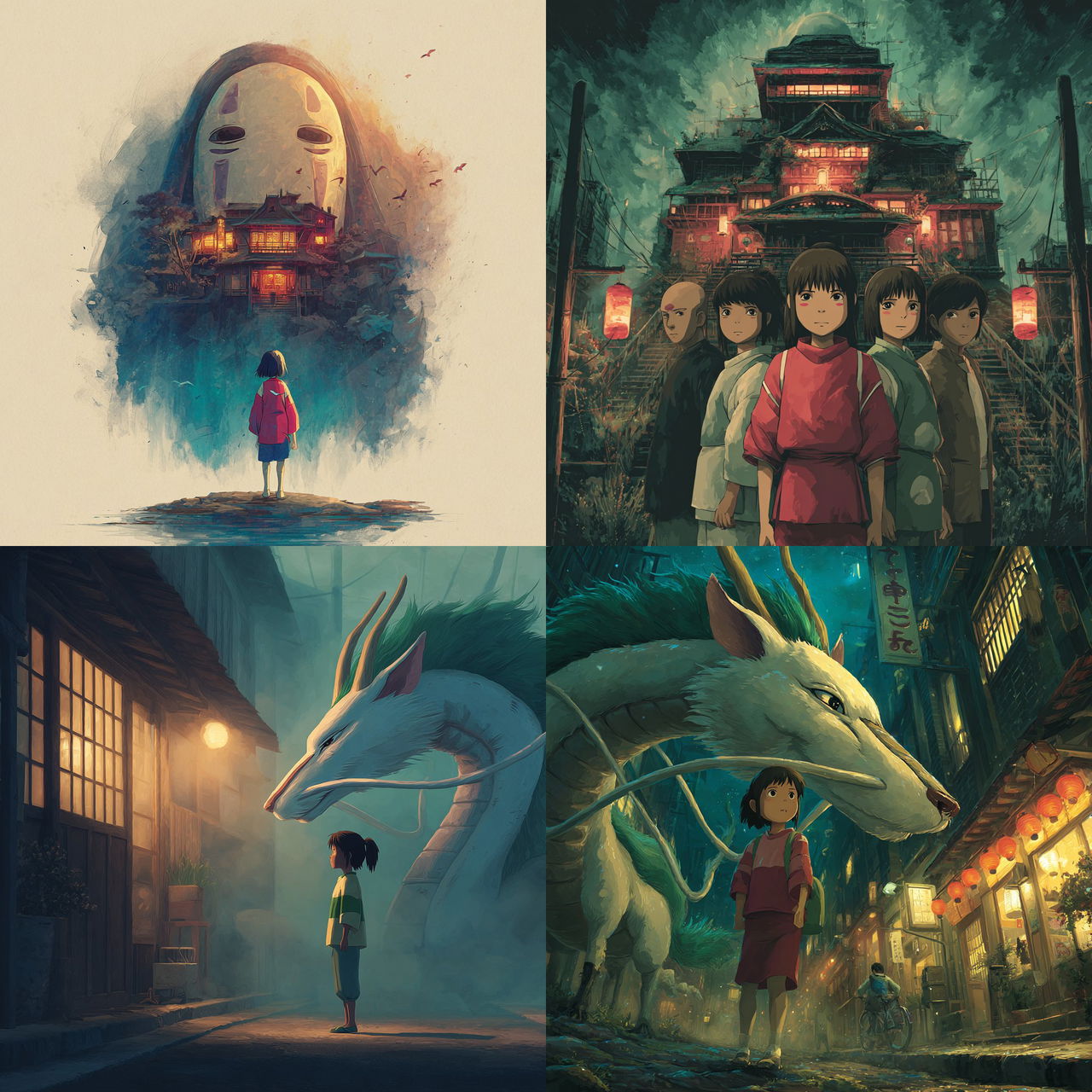Spirited Away style, Midjourney V7, render 1 of 4